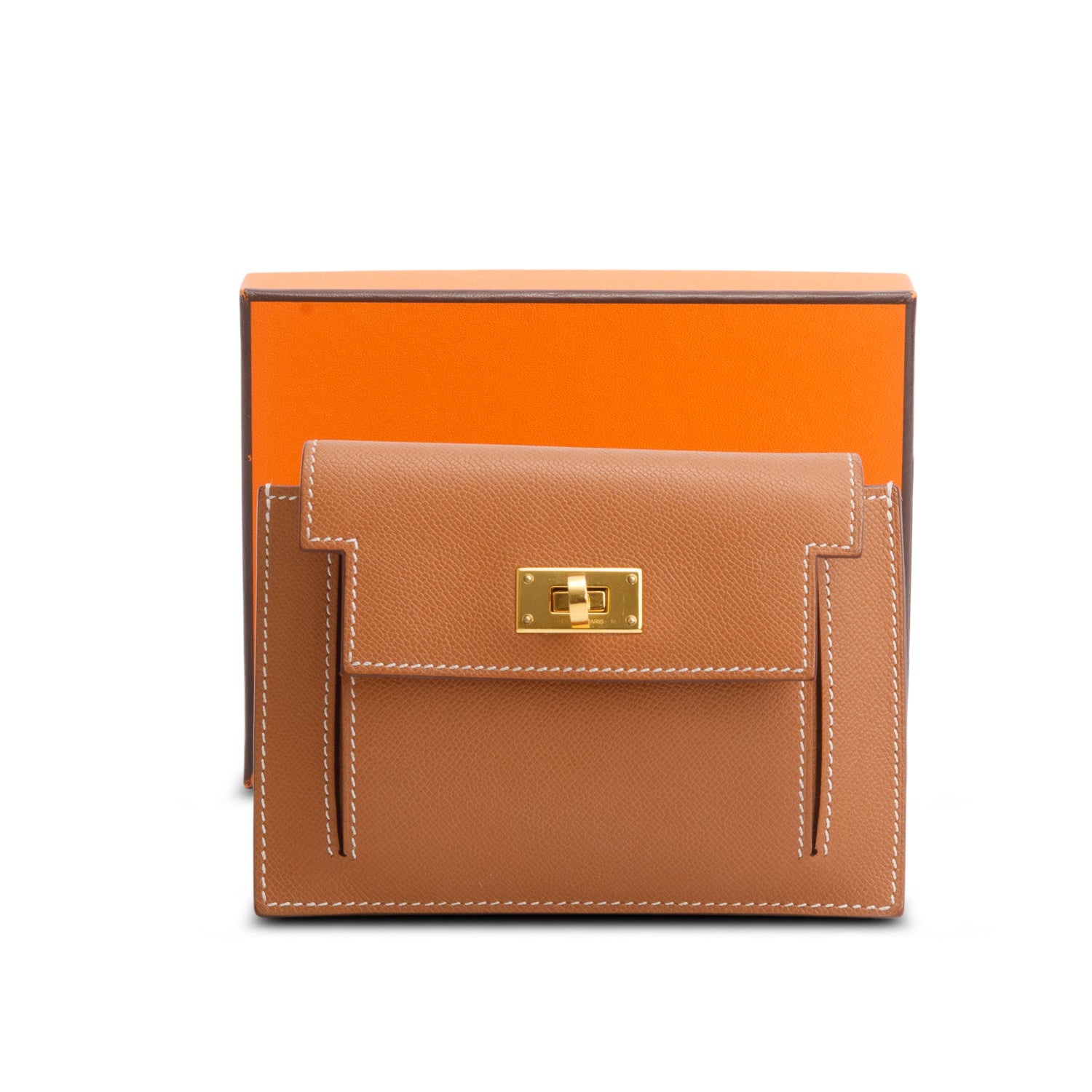 Hermes 2020 Gold Epsom Leather Madame Kelly Pocket Compact Wallet w/ Box