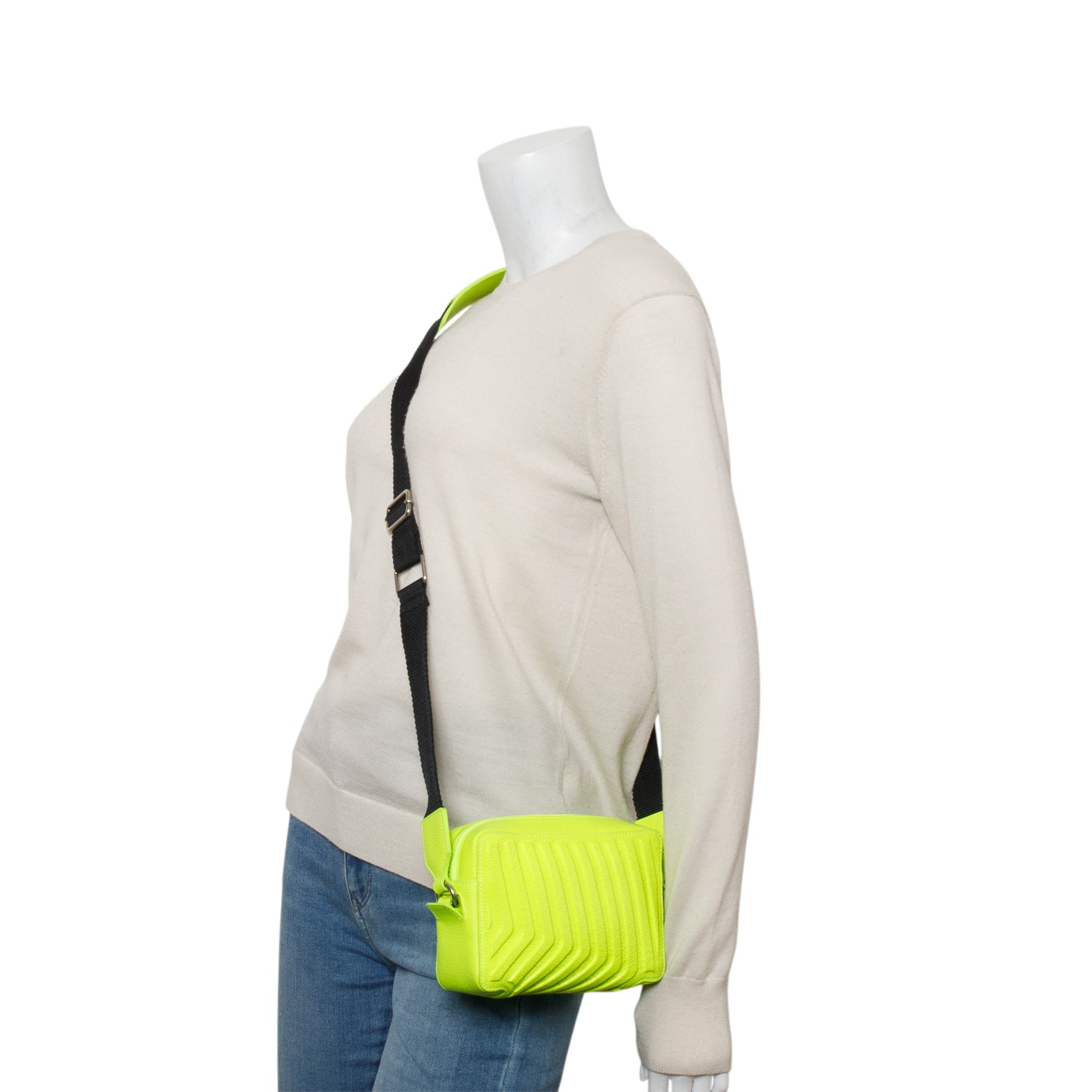 Balenciaga Green Grained Calfskin Embossed Car Camera Bag