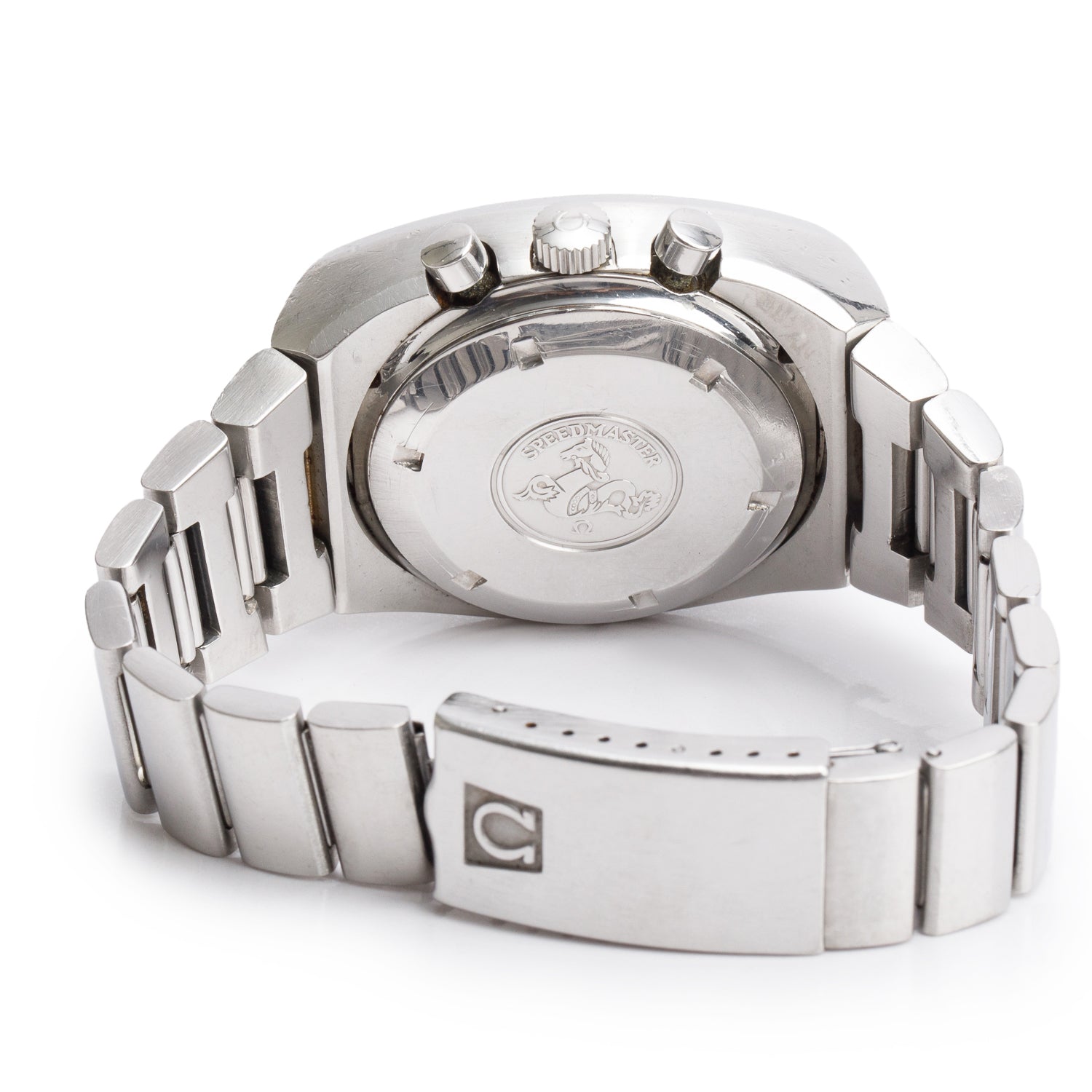 Omega Vintage Stainless Steel Speedmaster 42 MM Chronograph Automatic Watch Black Dial