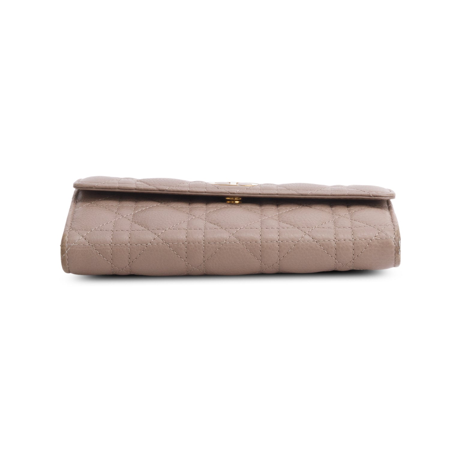 Christian Dior 2021 Taupe Lambskin Cannage Caro Orchid Long Wallet