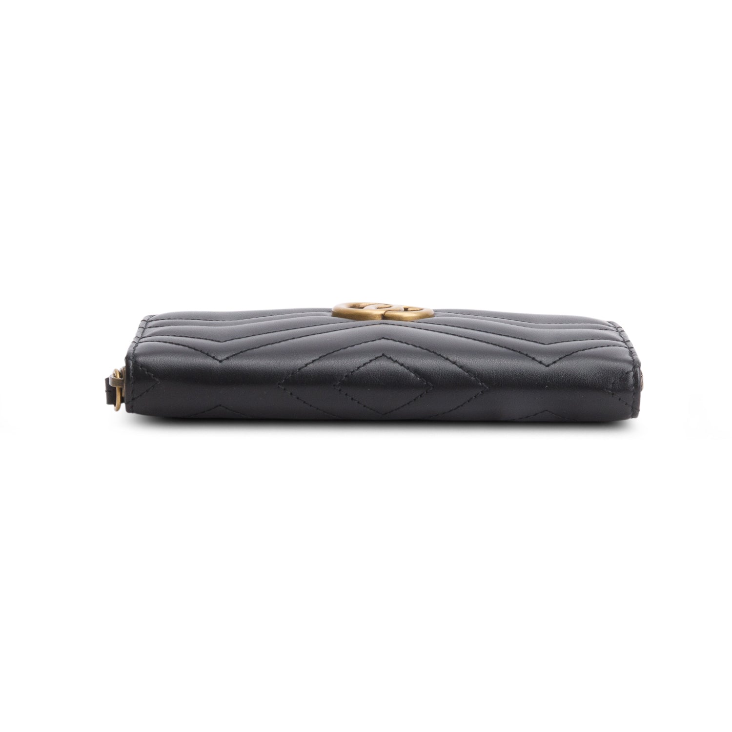 Gucci Black GG Marmont Matelasse Leather Zip Around Wallet w/ Box