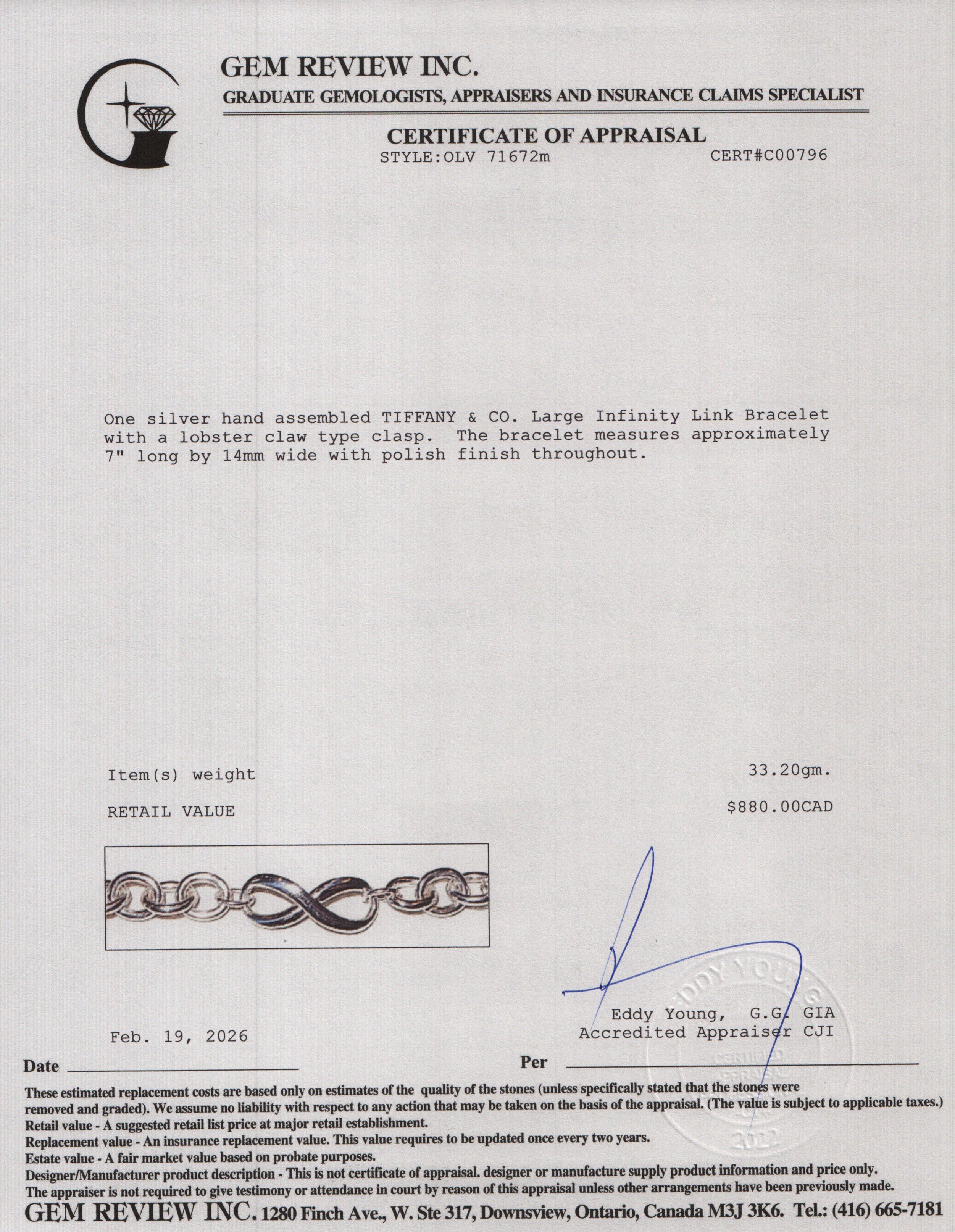 Tiffany & Co. Sterling Silver Large Infinity Link Bracelet