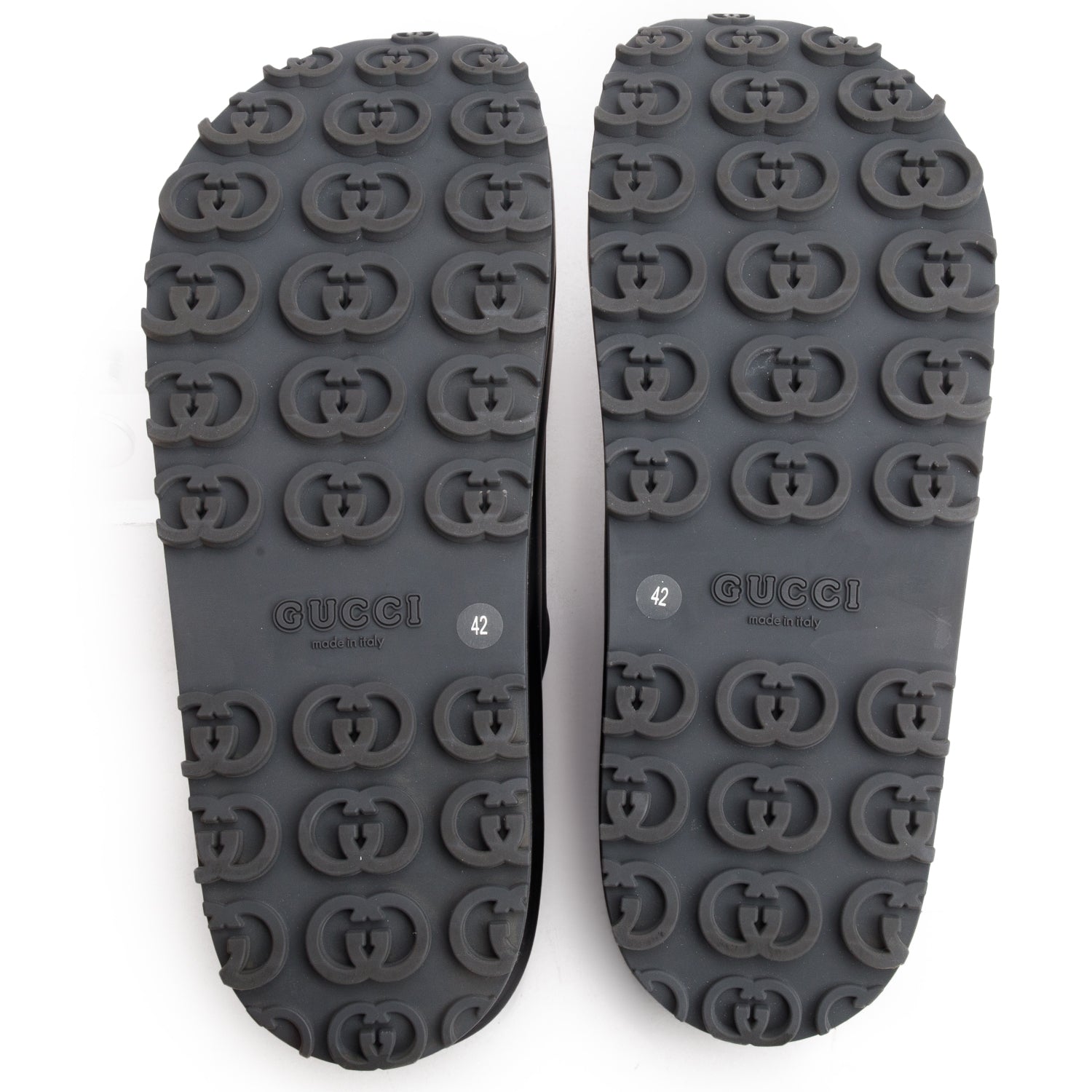 Gucci Black Interlocking G Logo Rubber Platform Slides, Women's Size 42 w/ Box