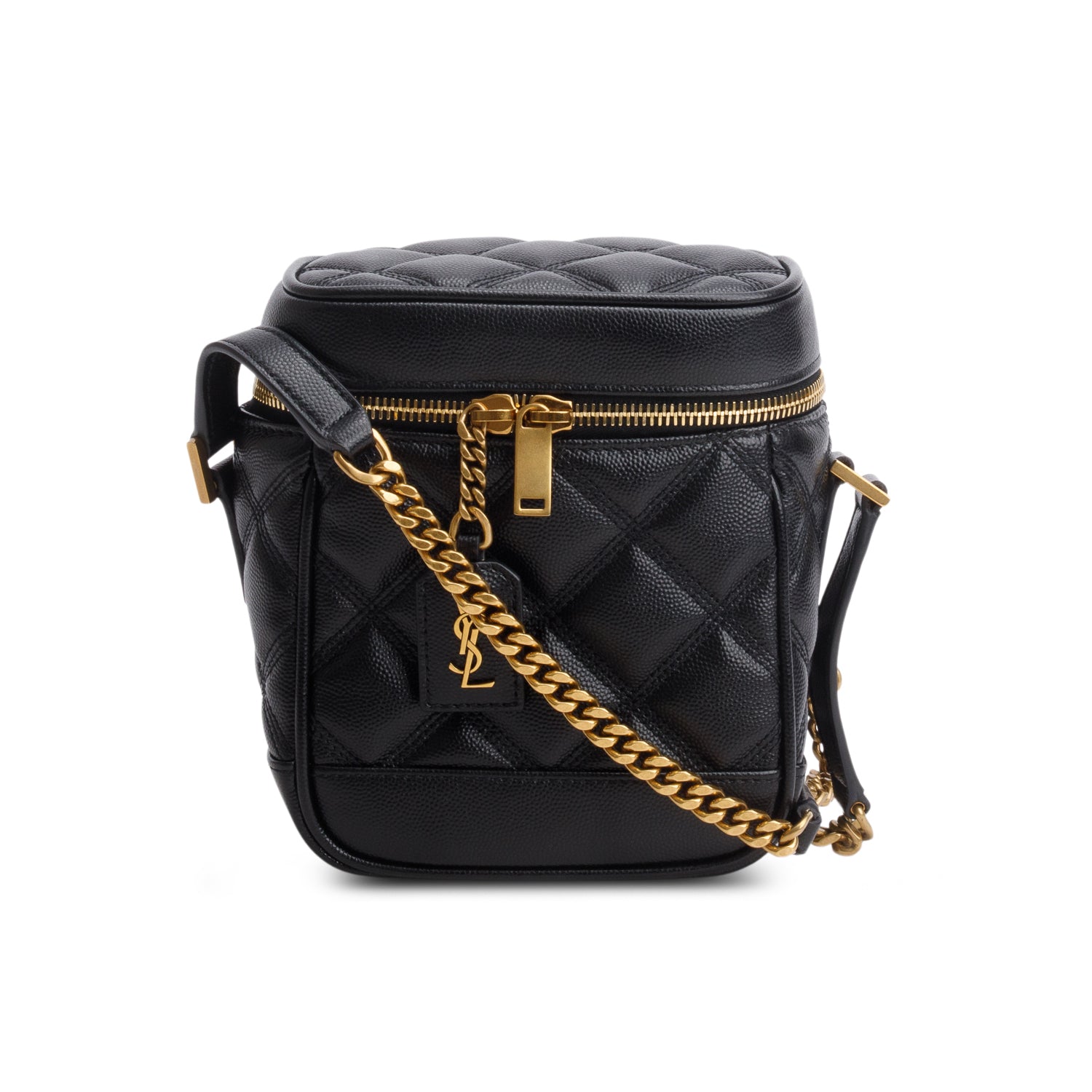 Saint Laurent 2022 Black Grain de Poudre Quilted 80's Vanity Bag w/ Box