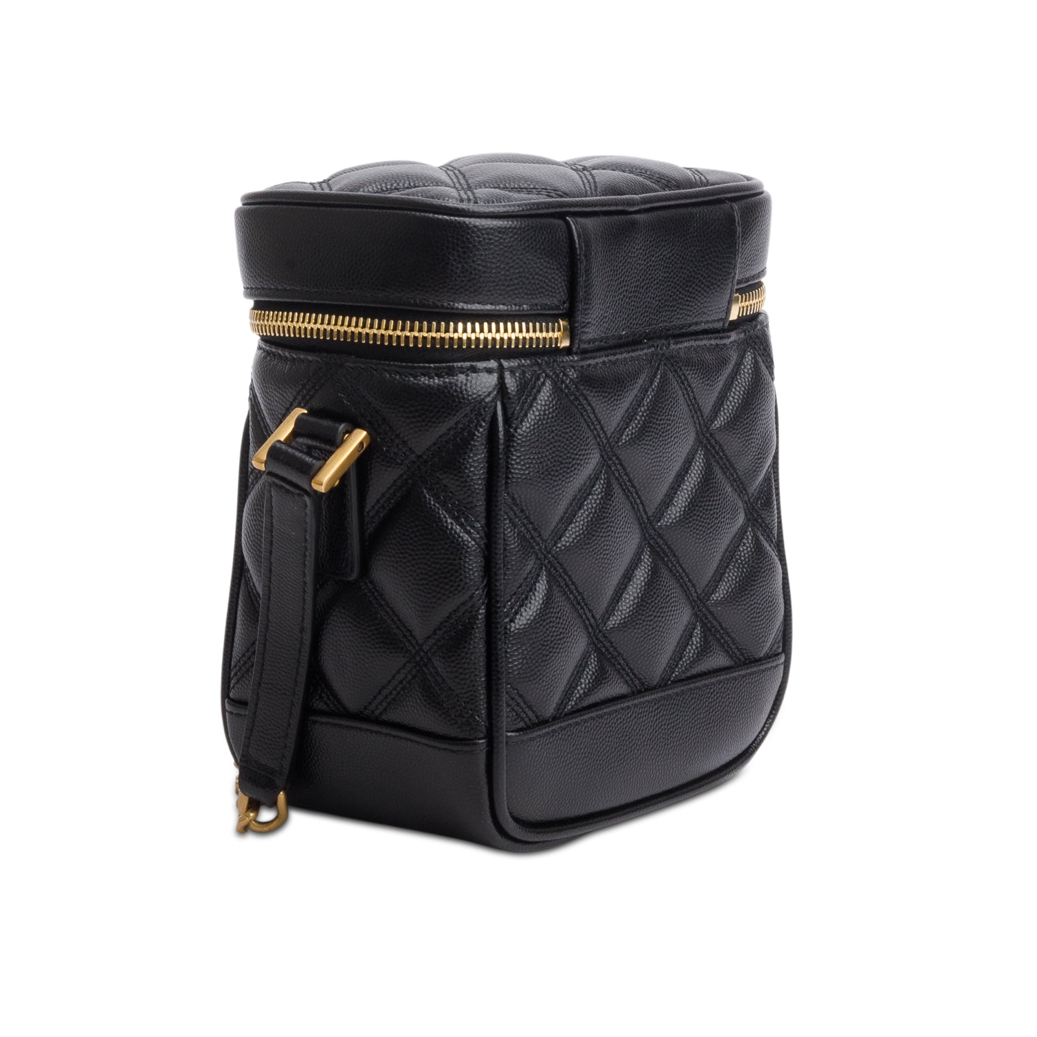 Saint Laurent 2022 Black Grain de Poudre Quilted 80's Vanity Bag w/ Box