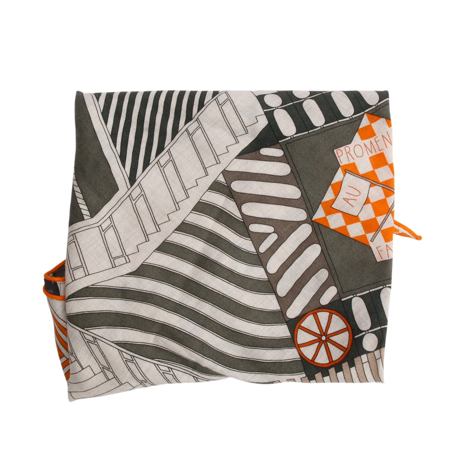 Hermes Multicolor Cashmere Silk 'Promenade Au Faubourg' Losange Scarf