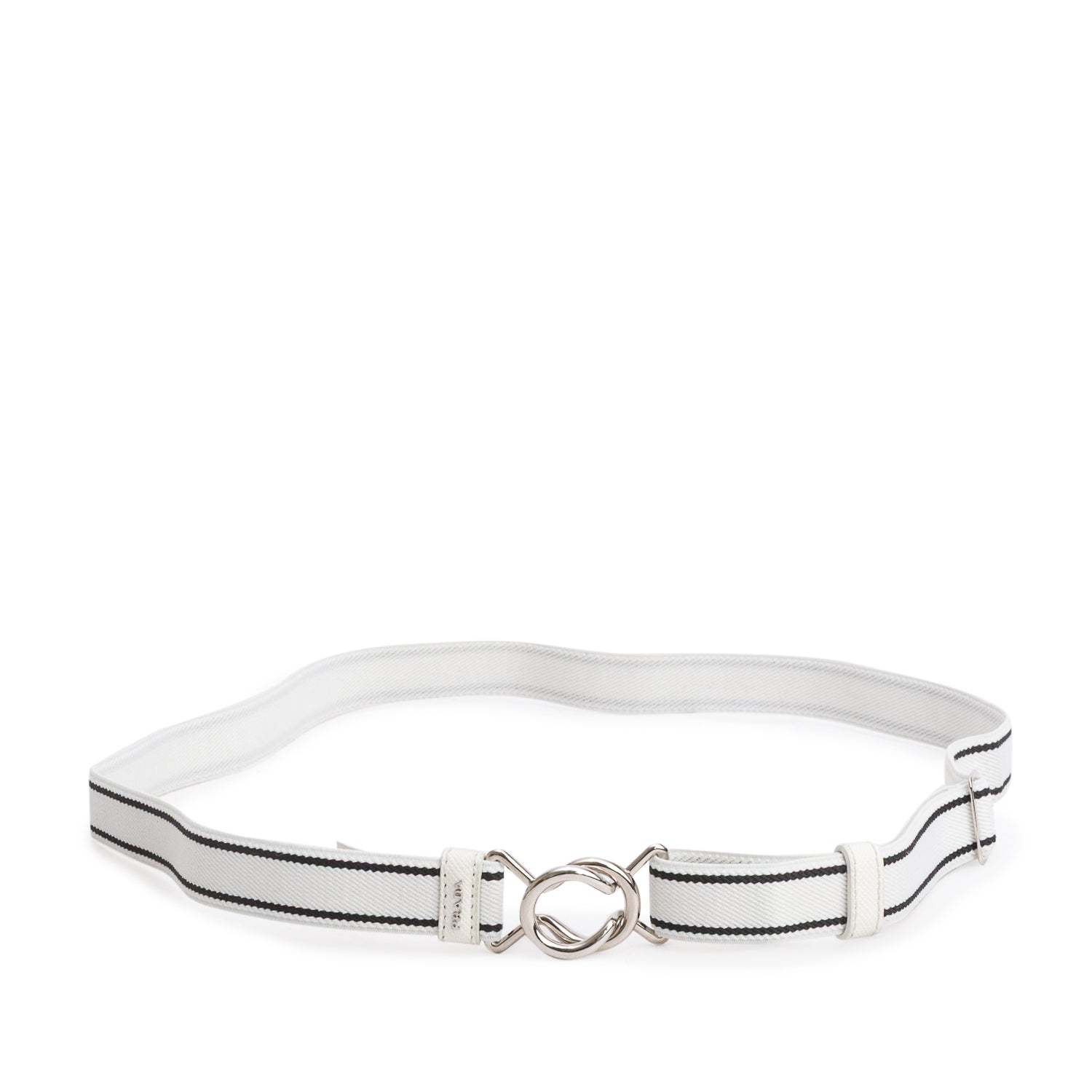 Prada White Stripe Elastic Belt 80 32