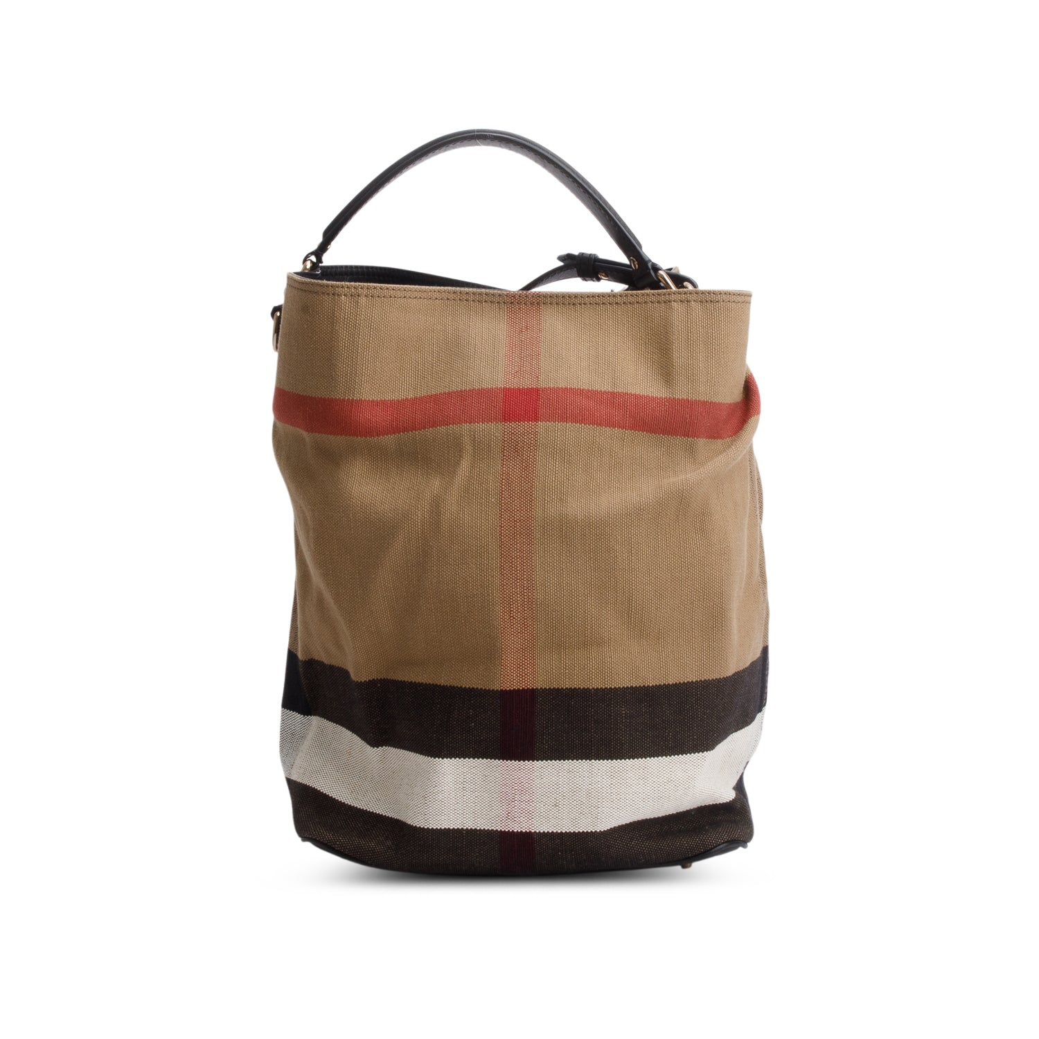 Burberry Mega Check Ashby Bucket Bag w/ Strap & Pouch