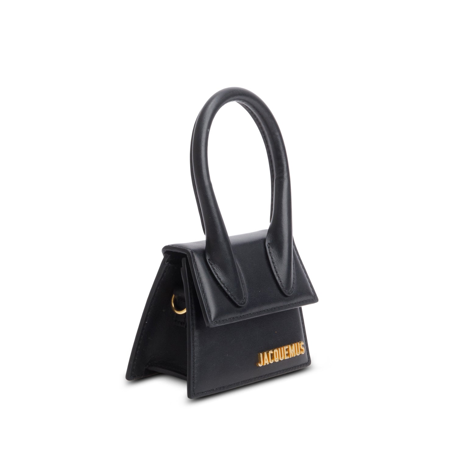 Jacquemus Black Calfskin Leather Mini Signature Le Chiquito Handle Bag w/ Strap