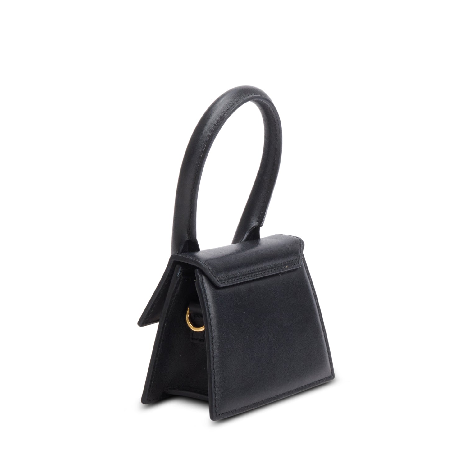 Jacquemus Black Calfskin Leather Mini Signature Le Chiquito Handle Bag w/ Strap