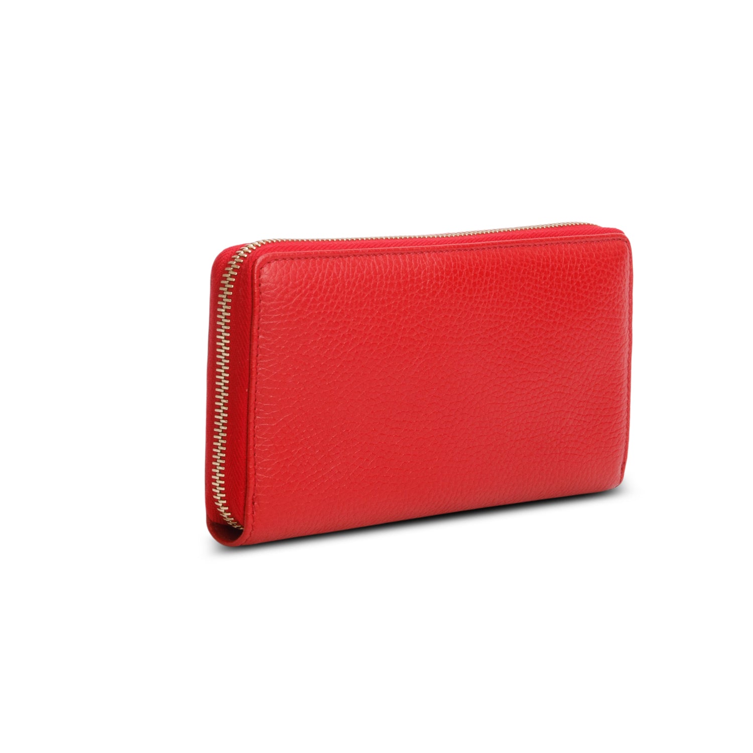 Gucci Red Pebble Calfskin Soho Zip Around Wallet