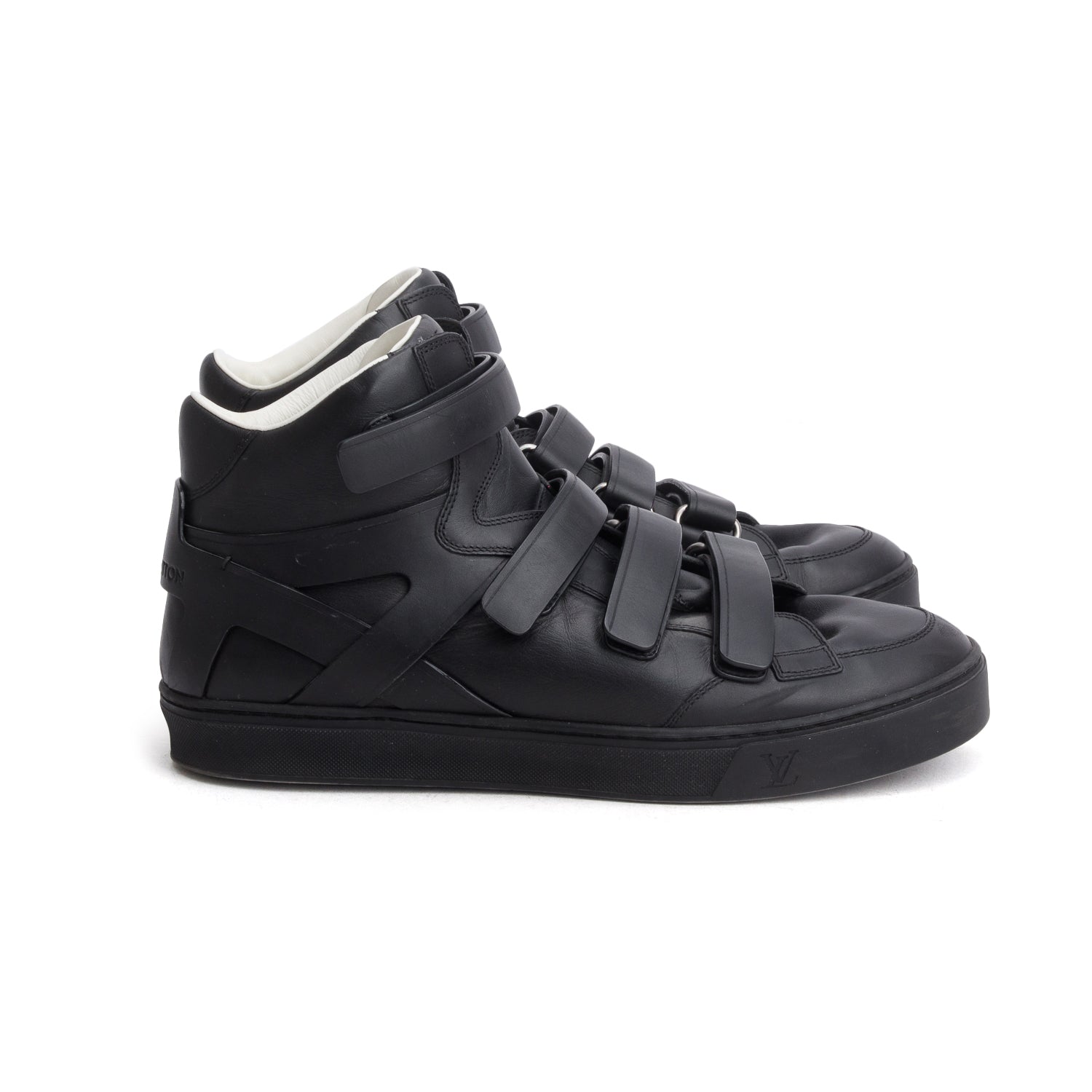 Louis Vuitton Black Calfskin Boxing High Top Triple Black Sneakers, Men's Size 9.5