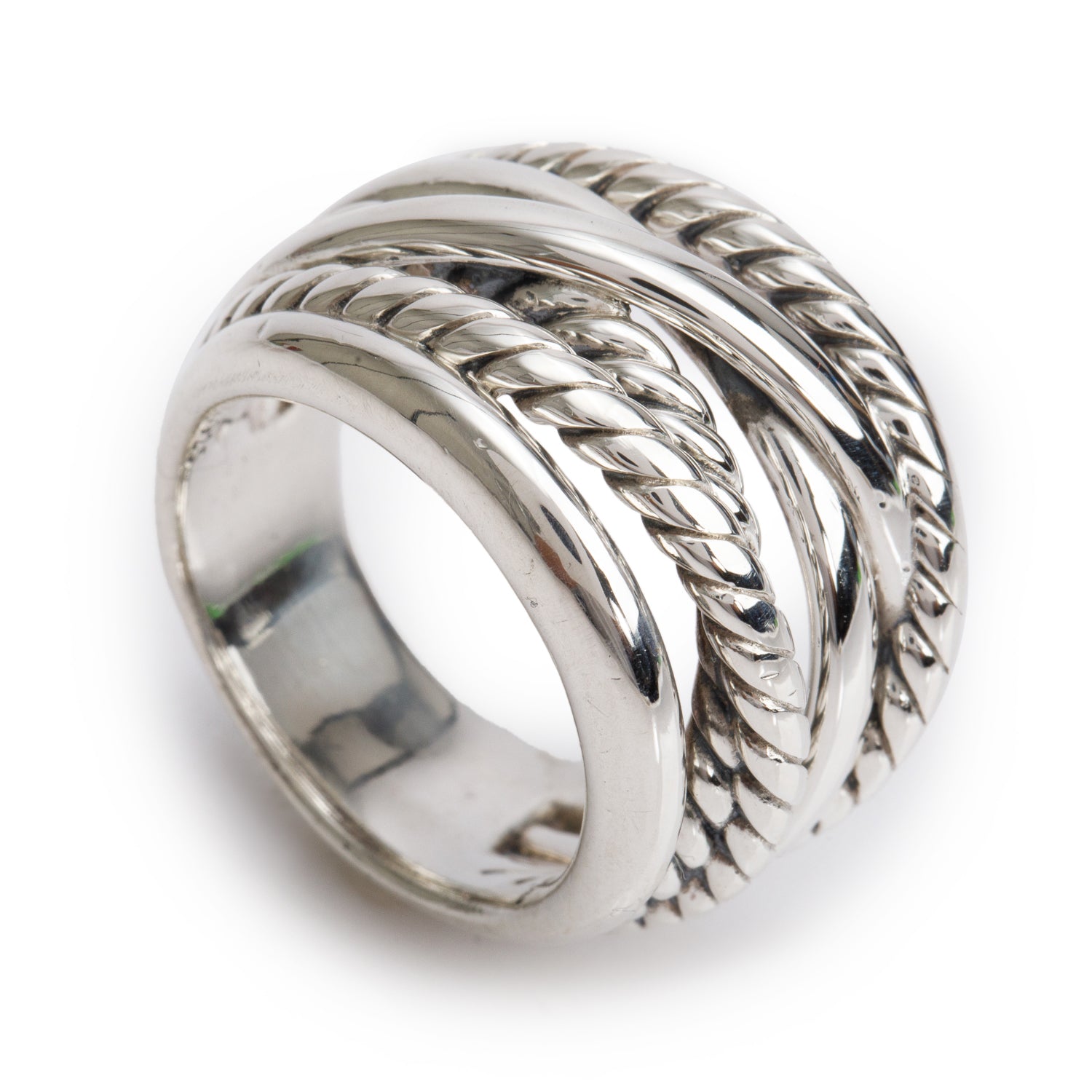 David Yurman Sterling Silver 17 MM Crossover Ring, Size 7.75