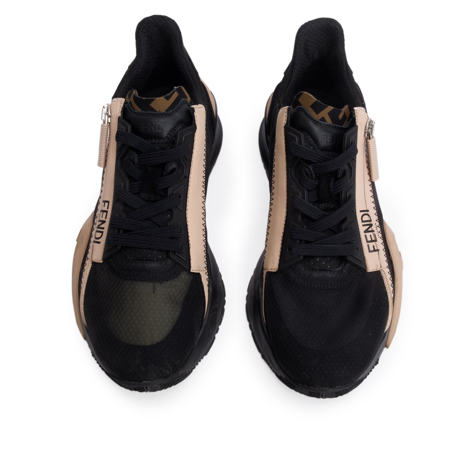Fendi Black Vitello Fendi Flow Low Top Sneakers, Women's Size 37