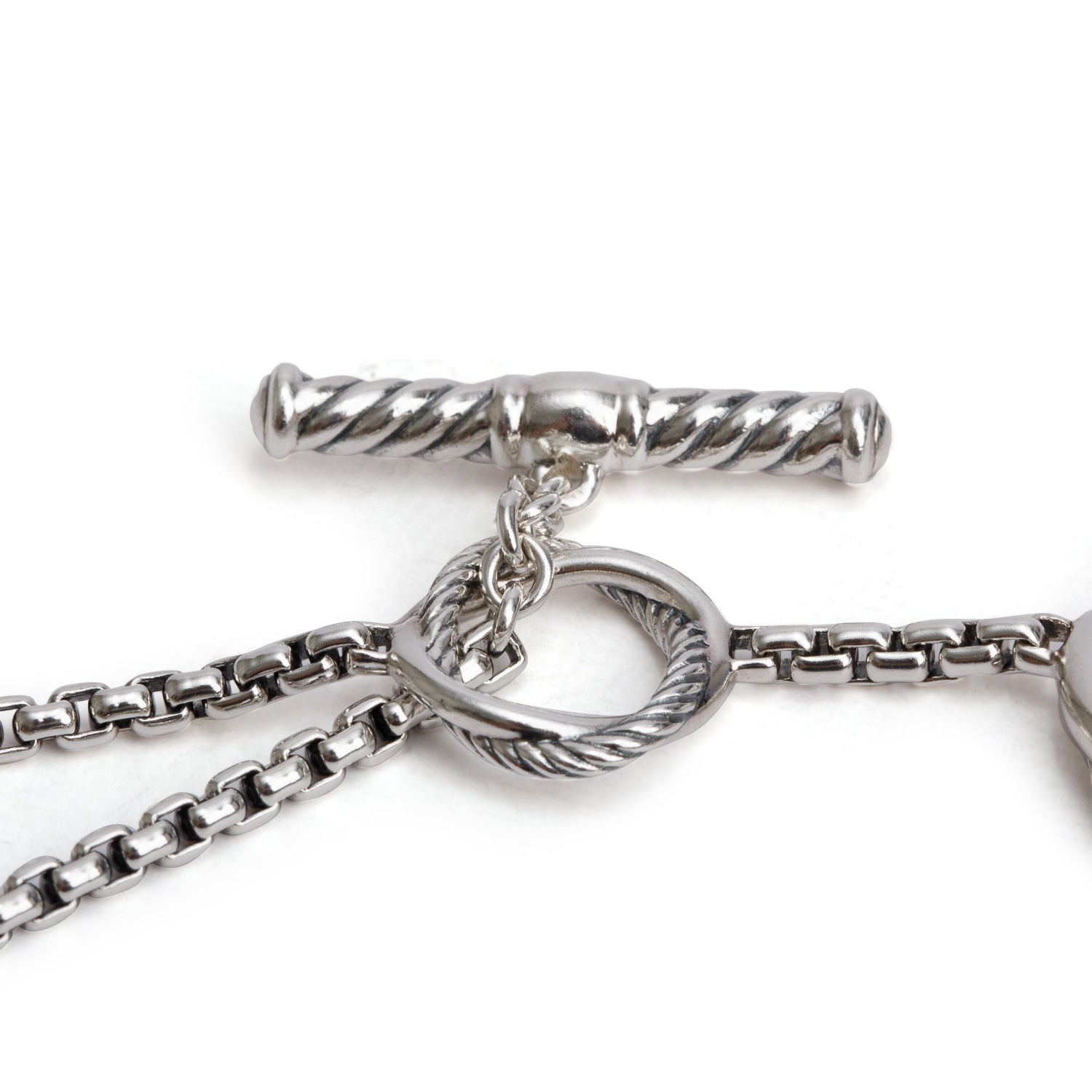 David Yurman Sterling Silver Pearl Cable Infinity Station Long Necklace