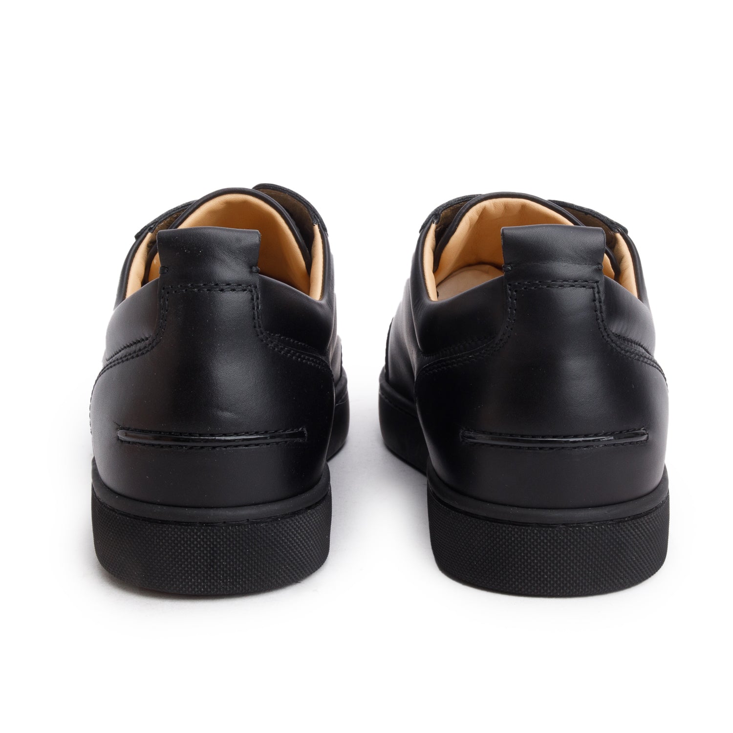 Christian Louboutin Black Calf Leather Louis Junior Plat Sneakers, Men's Size 44