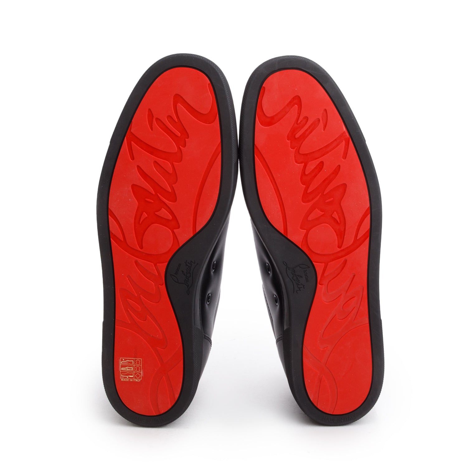 Christian Louboutin Black Calf Leather Louis Junior Plat Sneakers, Men's Size 44