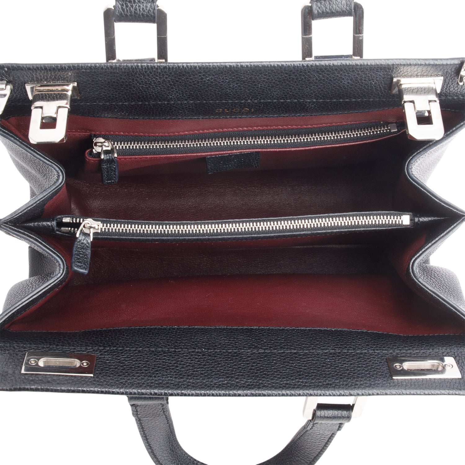 Gucci Black Grainy Calfskin Small Zumi Top Handle Bag w/ Strap