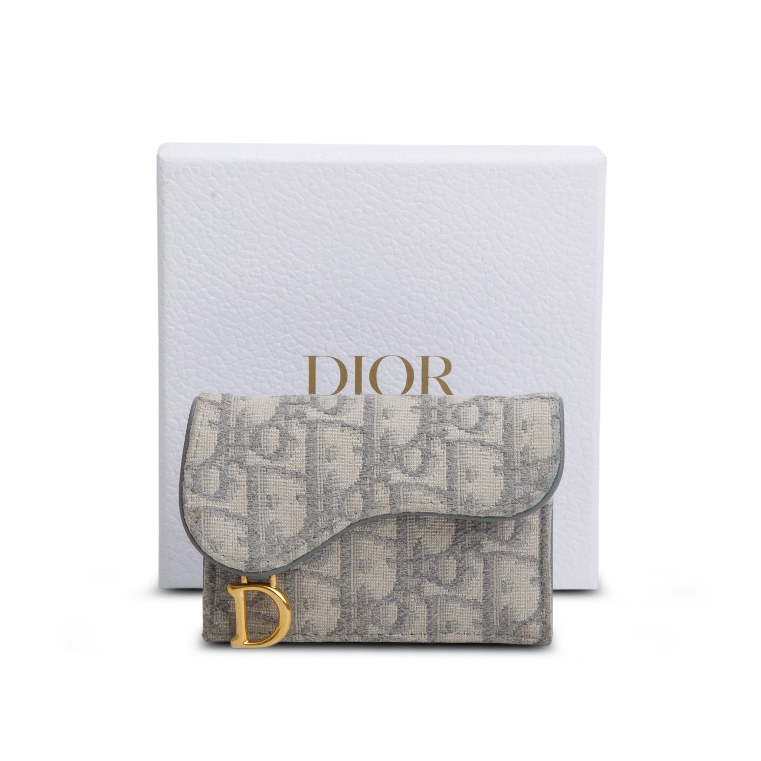 Christian Dior 2024 Grey Oblique Saddle Bloom Card Holder w/ Box