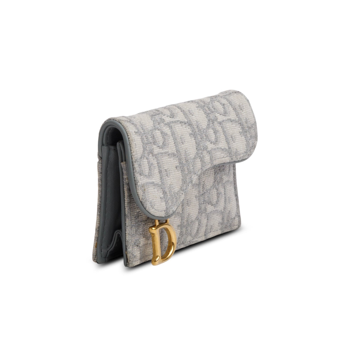 Christian Dior 2024 Grey Oblique Saddle Bloom Card Holder w/ Box