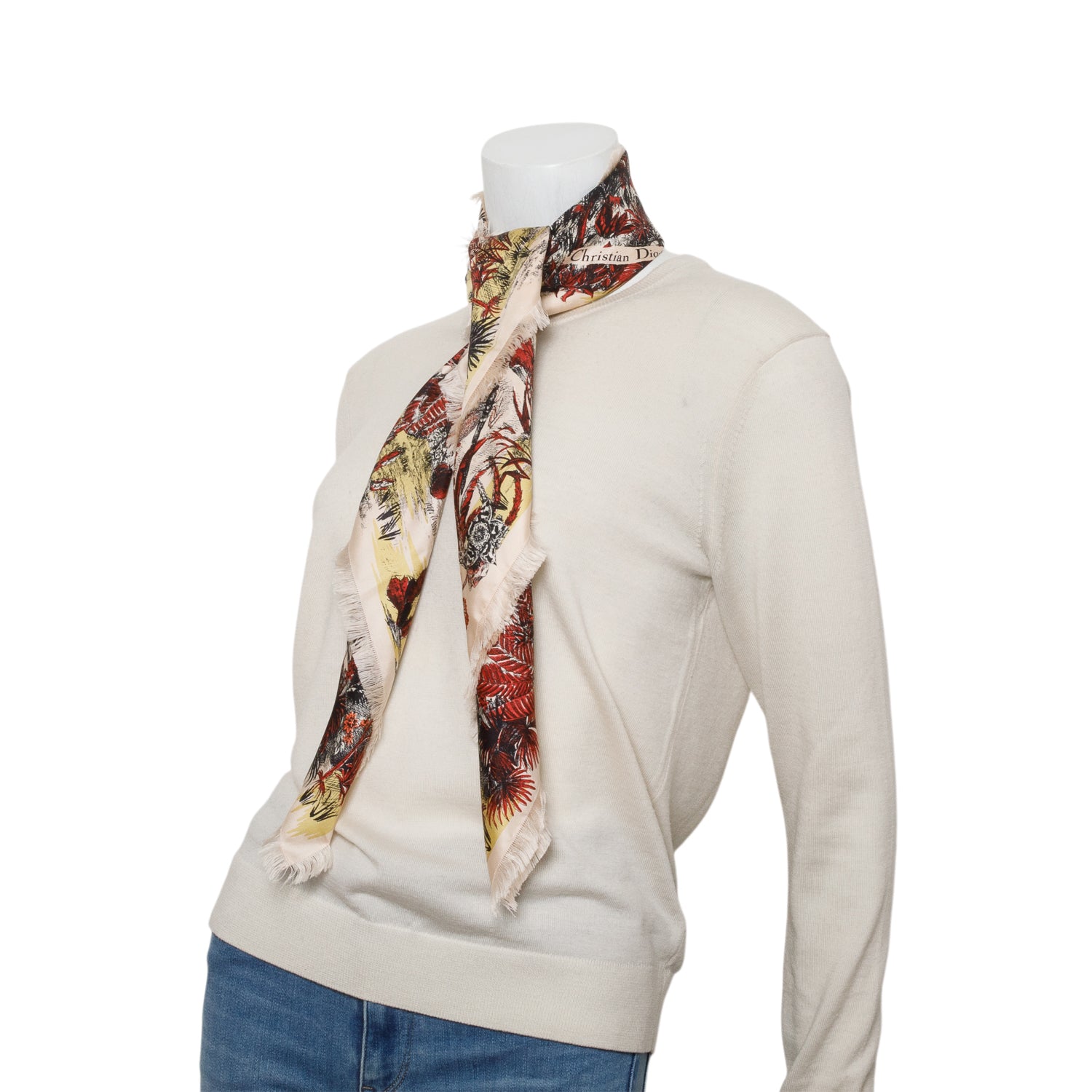 Christian Dior Pink Silk Printed Scarf 90