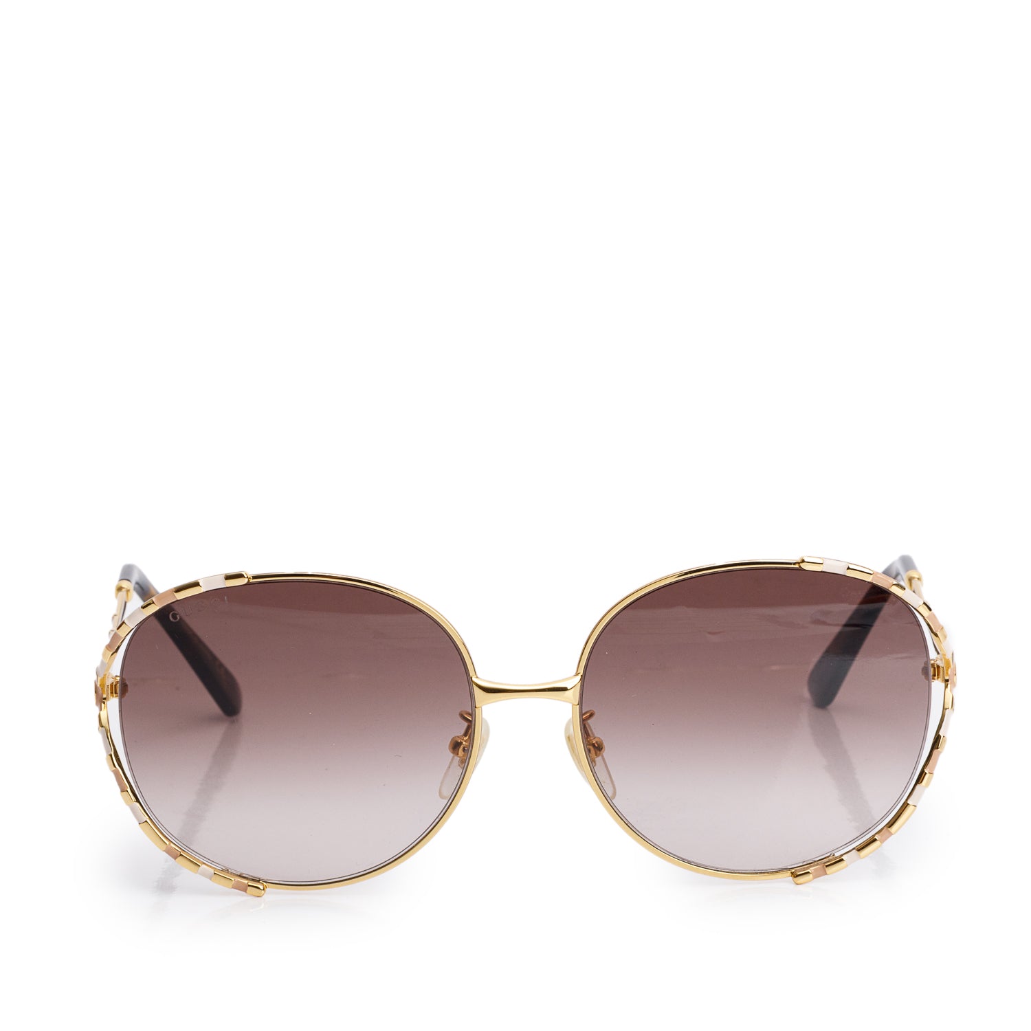 Gucci G0595S Gold-Tone Oval Gradient Sunglasses w/ Case