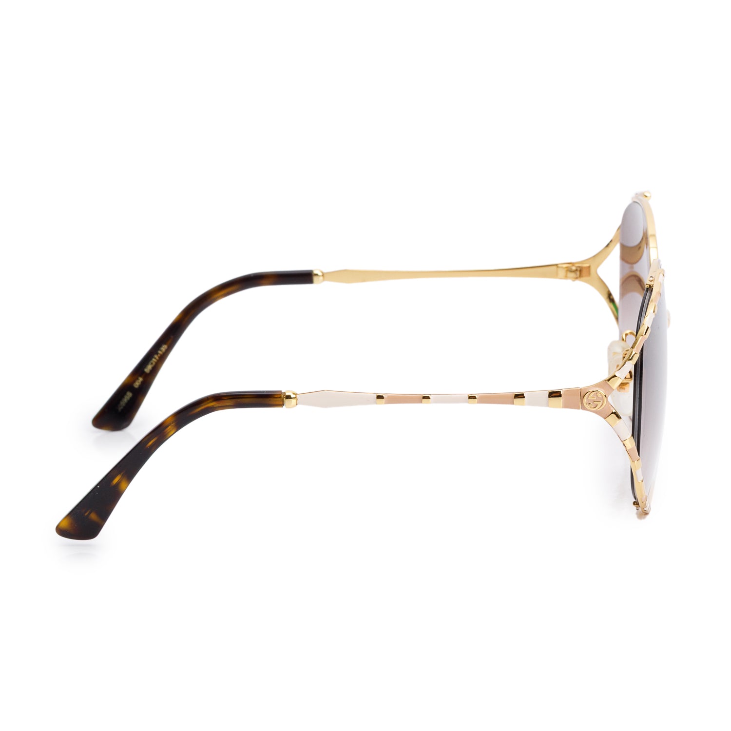 Gucci G0595S Gold-Tone Oval Gradient Sunglasses w/ Case