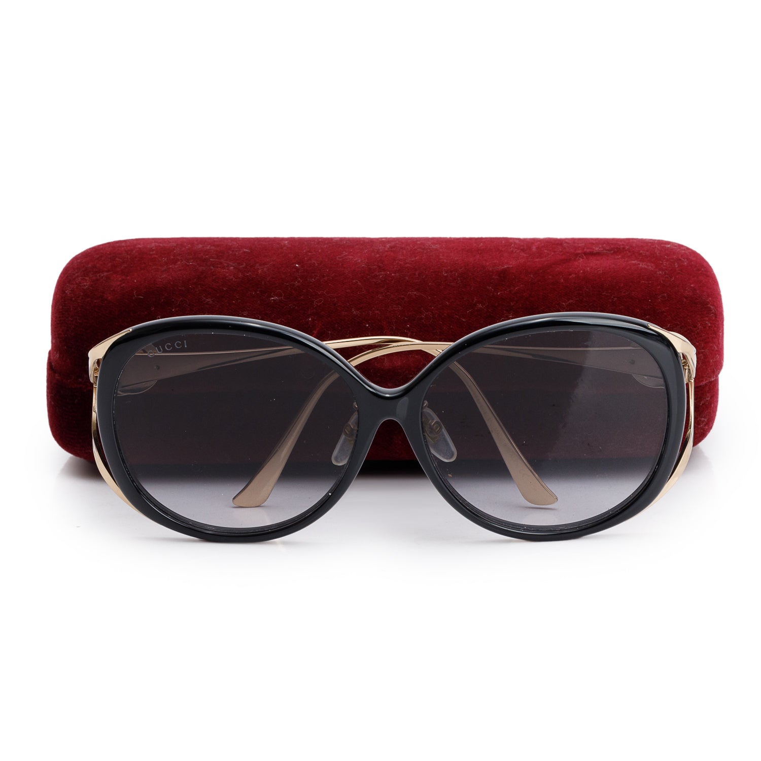 Gucci GG0226SK Black Interlocking GG Web Oversized Oval Sunglasses w/ Case