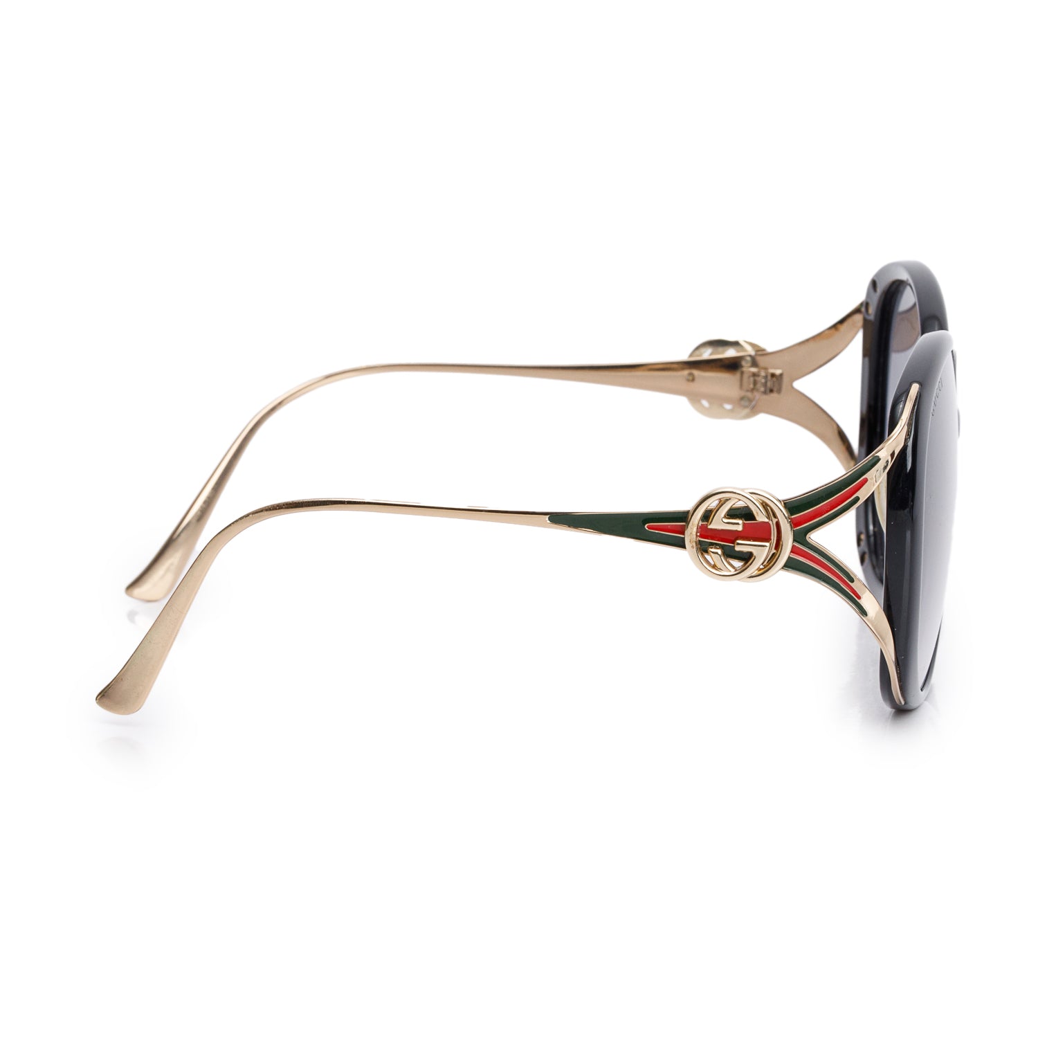 Gucci GG0226SK Black Interlocking GG Web Oversized Oval Sunglasses w/ Case