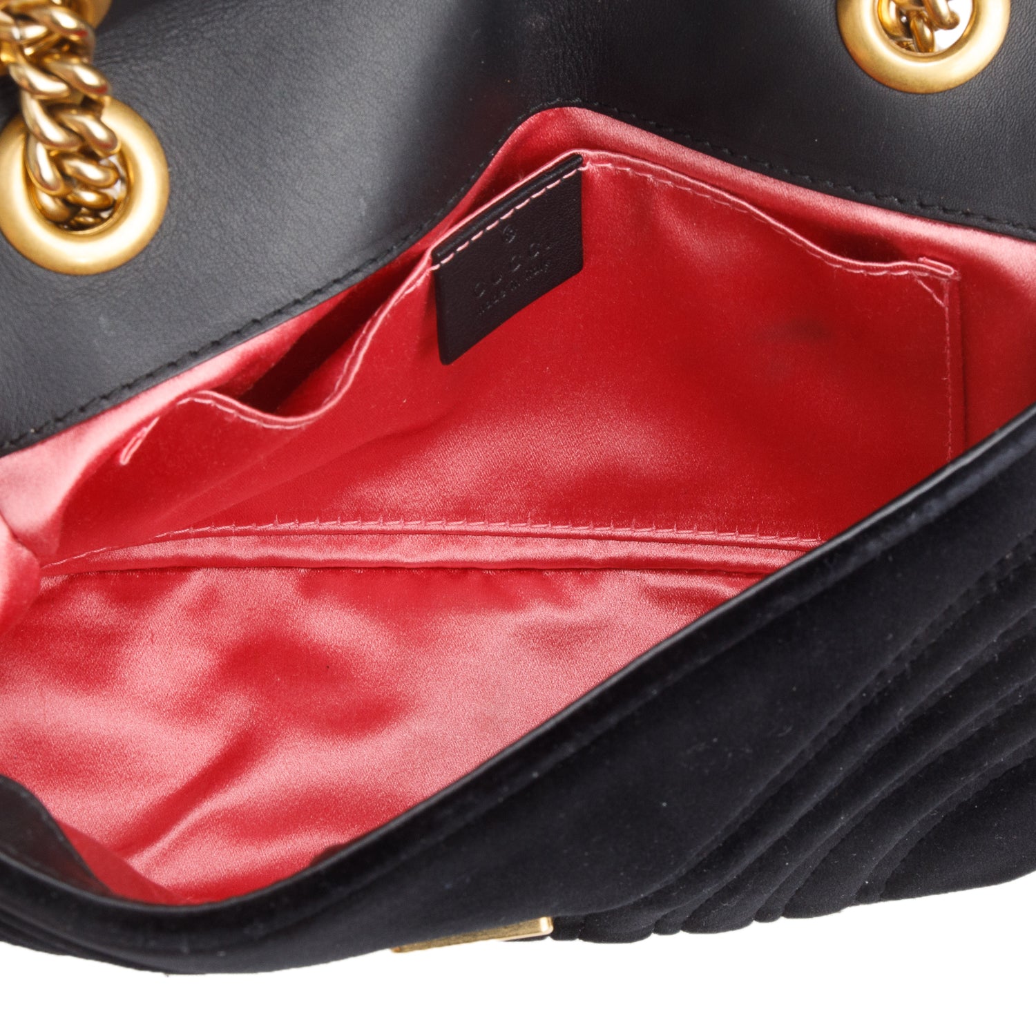 Gucci Black Velvet Matelasse Small GG Marmont Shoulder Bag