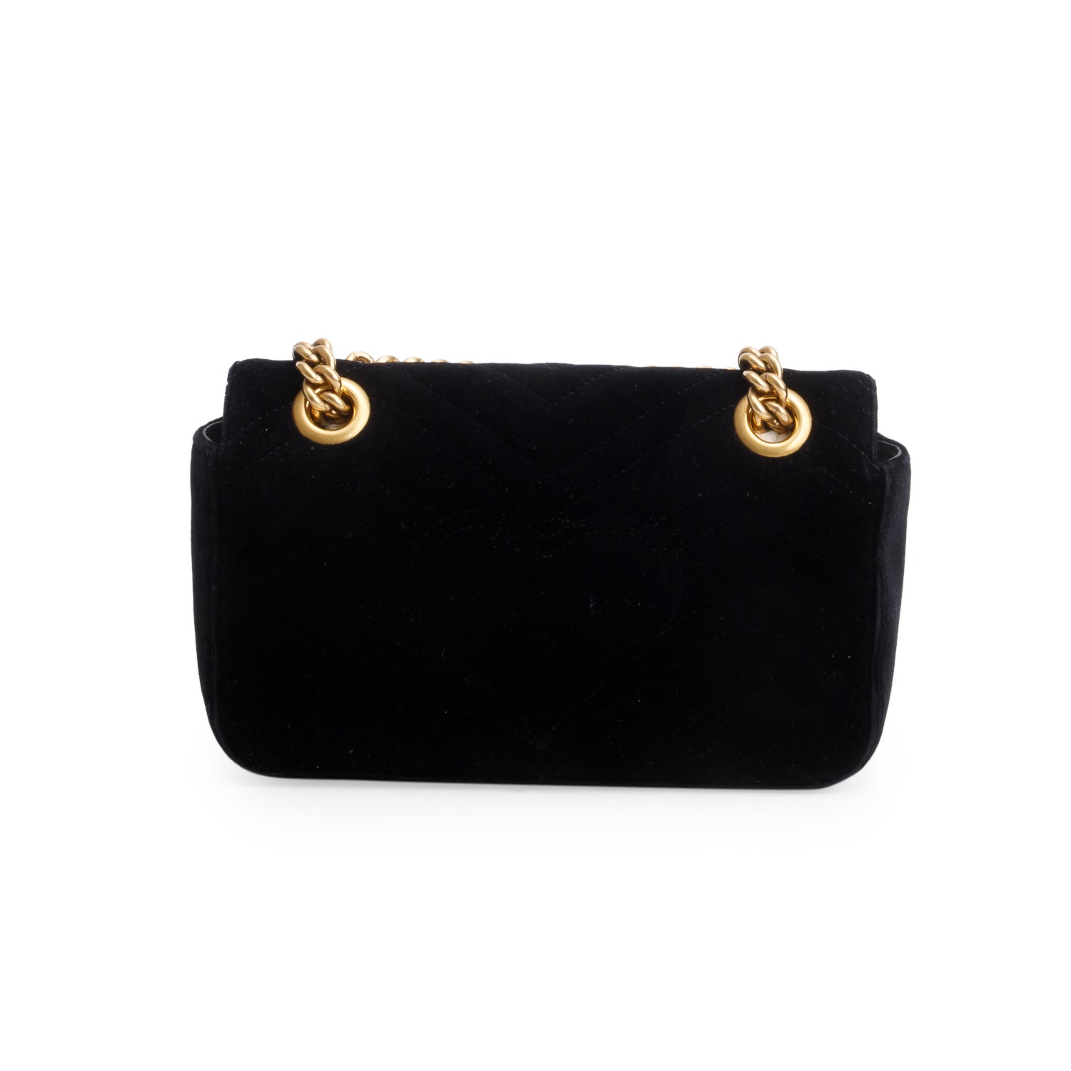 Gucci Black Velvet Matelasse Small GG Marmont Shoulder Bag