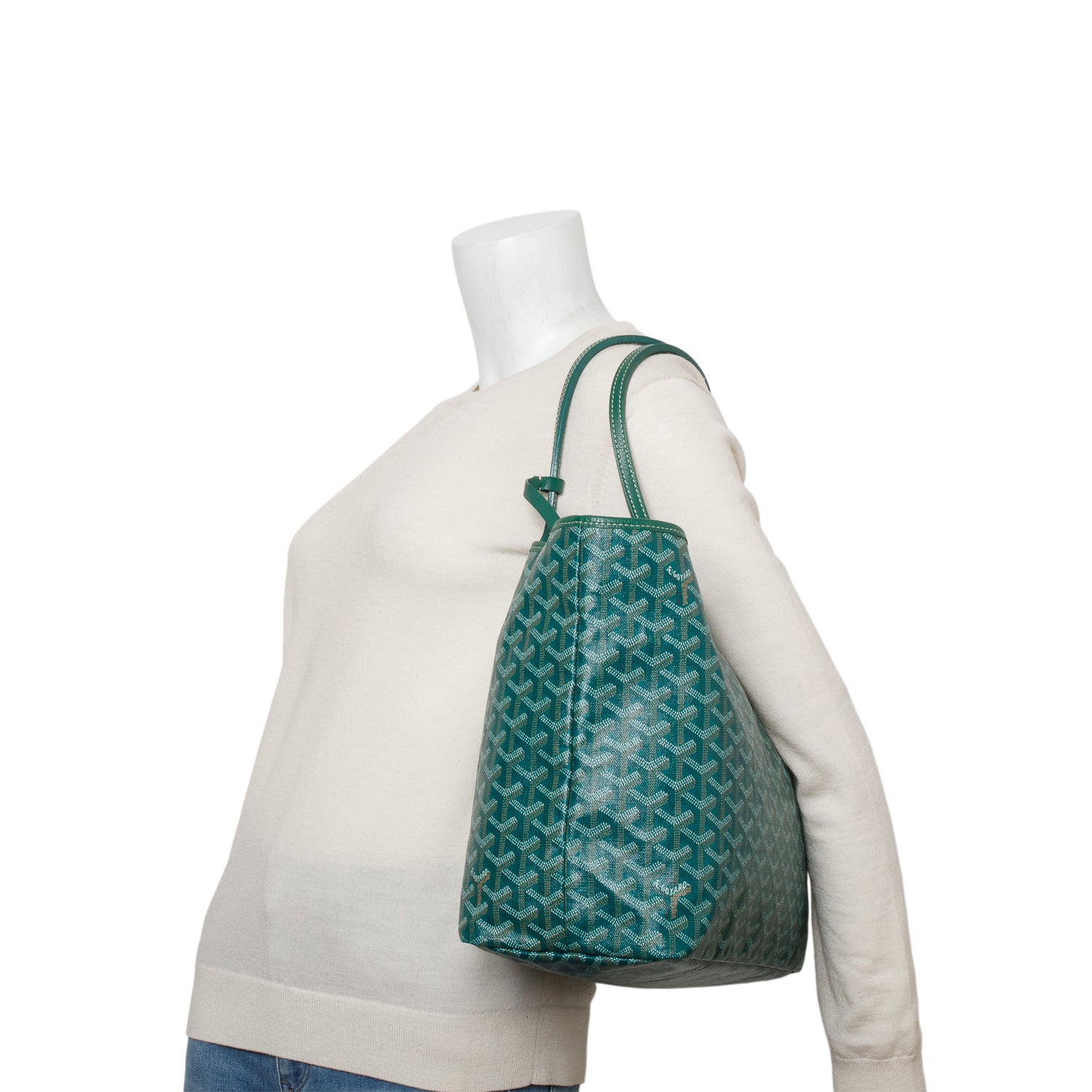 Goyard 2020 Green Goyardine Saint Louis PM w/ Pouch