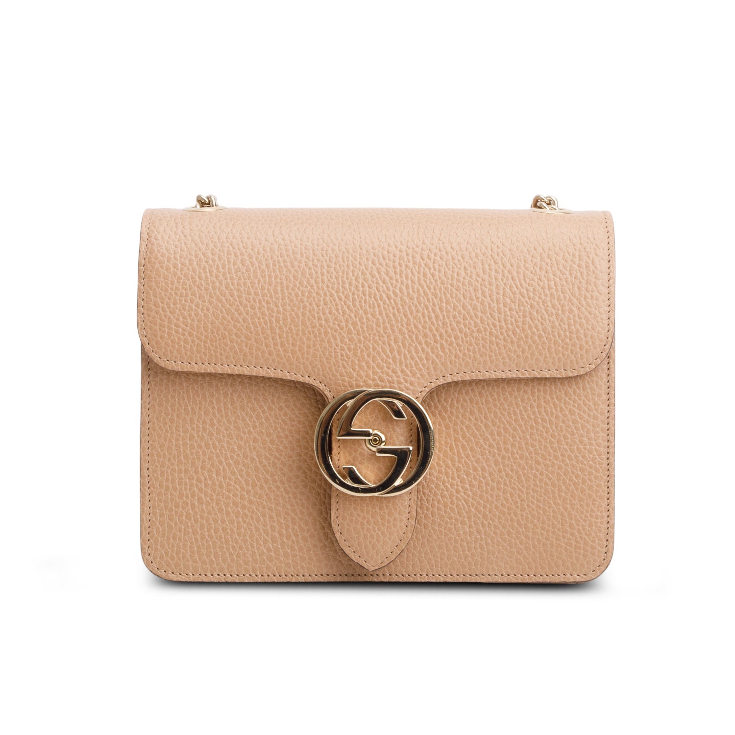 Gucci Beige Dollar Calfskin Small Interlocking G Shoulder Bag