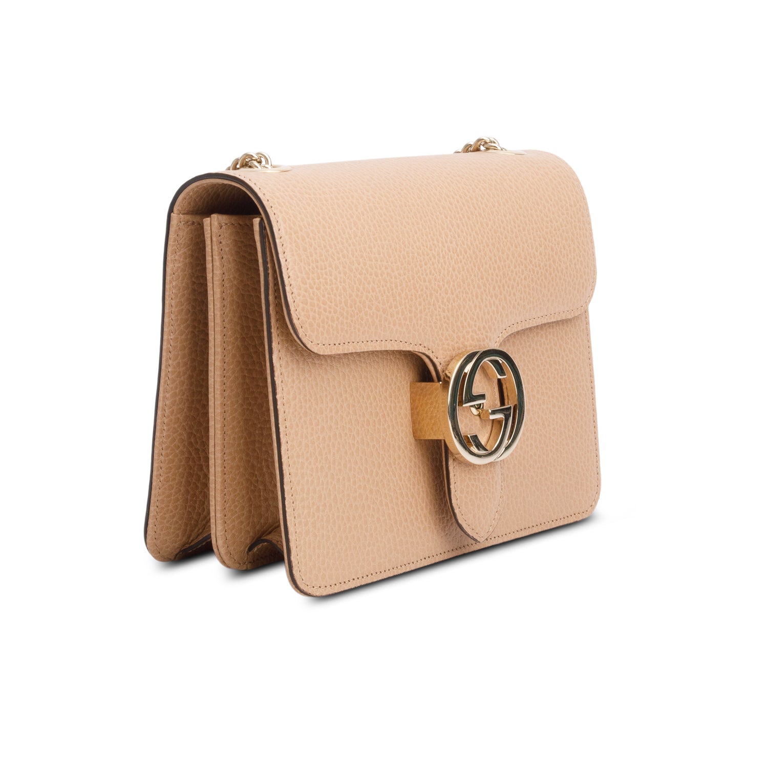 Gucci Beige Dollar Calfskin Small Interlocking G Shoulder Bag