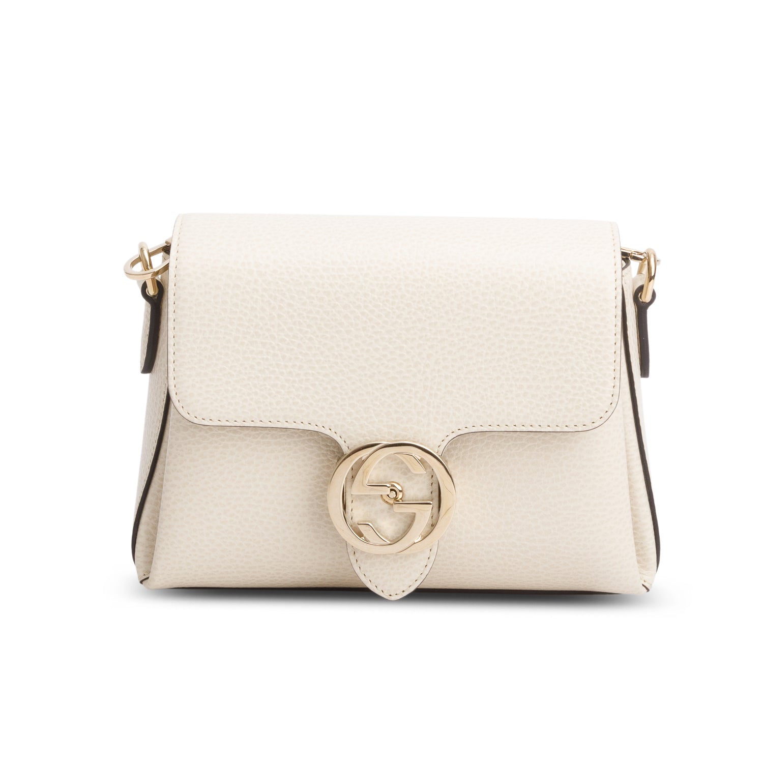 Gucci Cream Grained Calfskin Interlocking G Shoulder Bag