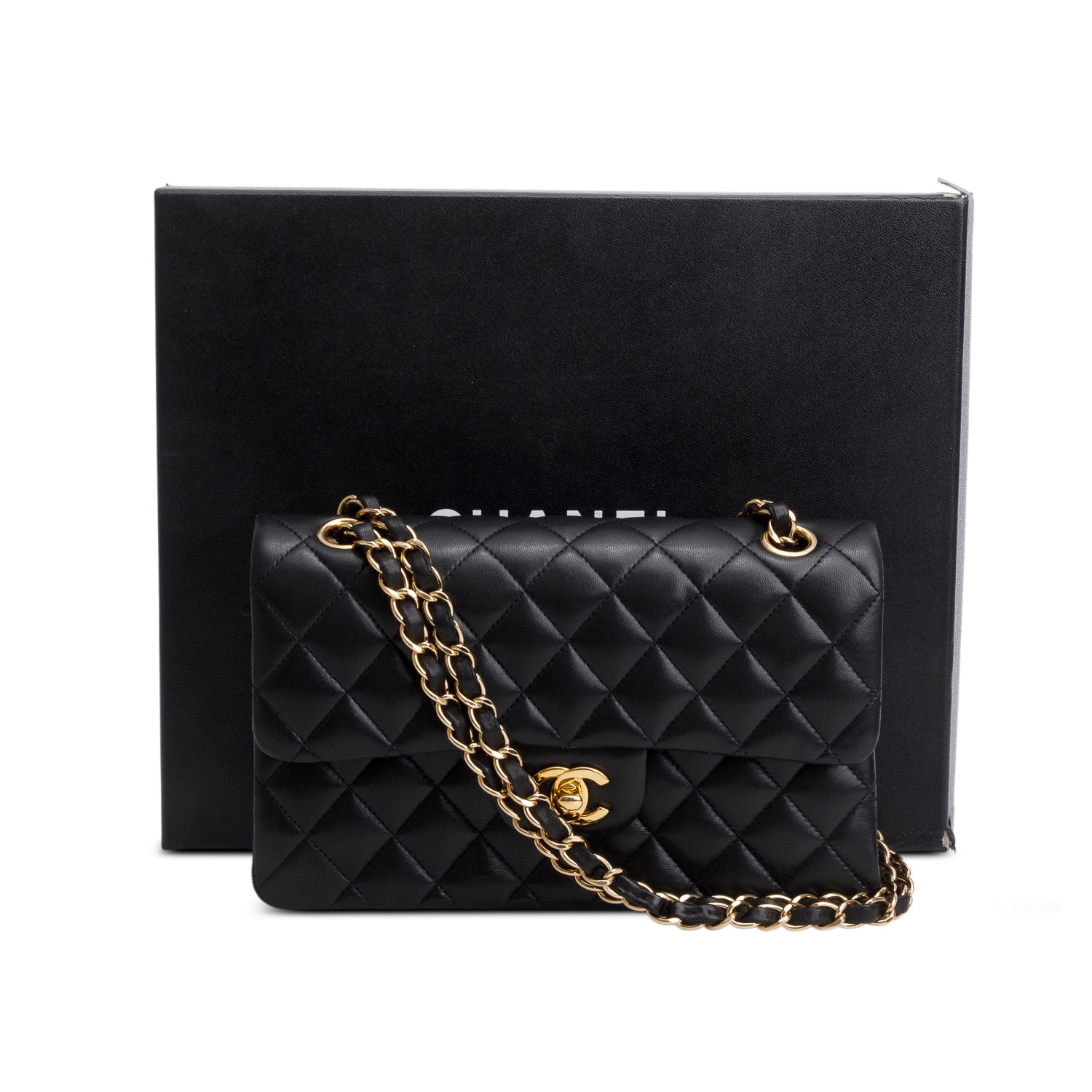 Chanel Black Lambskin Quilted Small Double Flap w/ Box & Authenticity Card