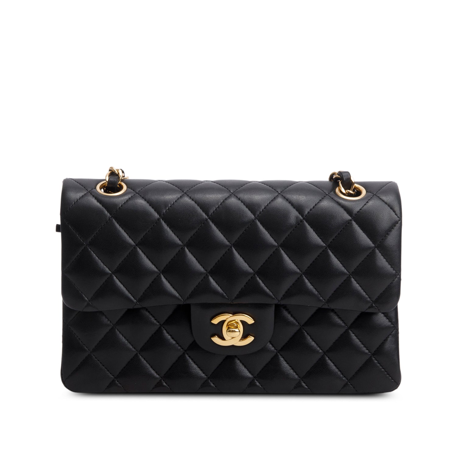 Chanel Black Lambskin Quilted Small Double Flap w/ Box & Authenticity Card