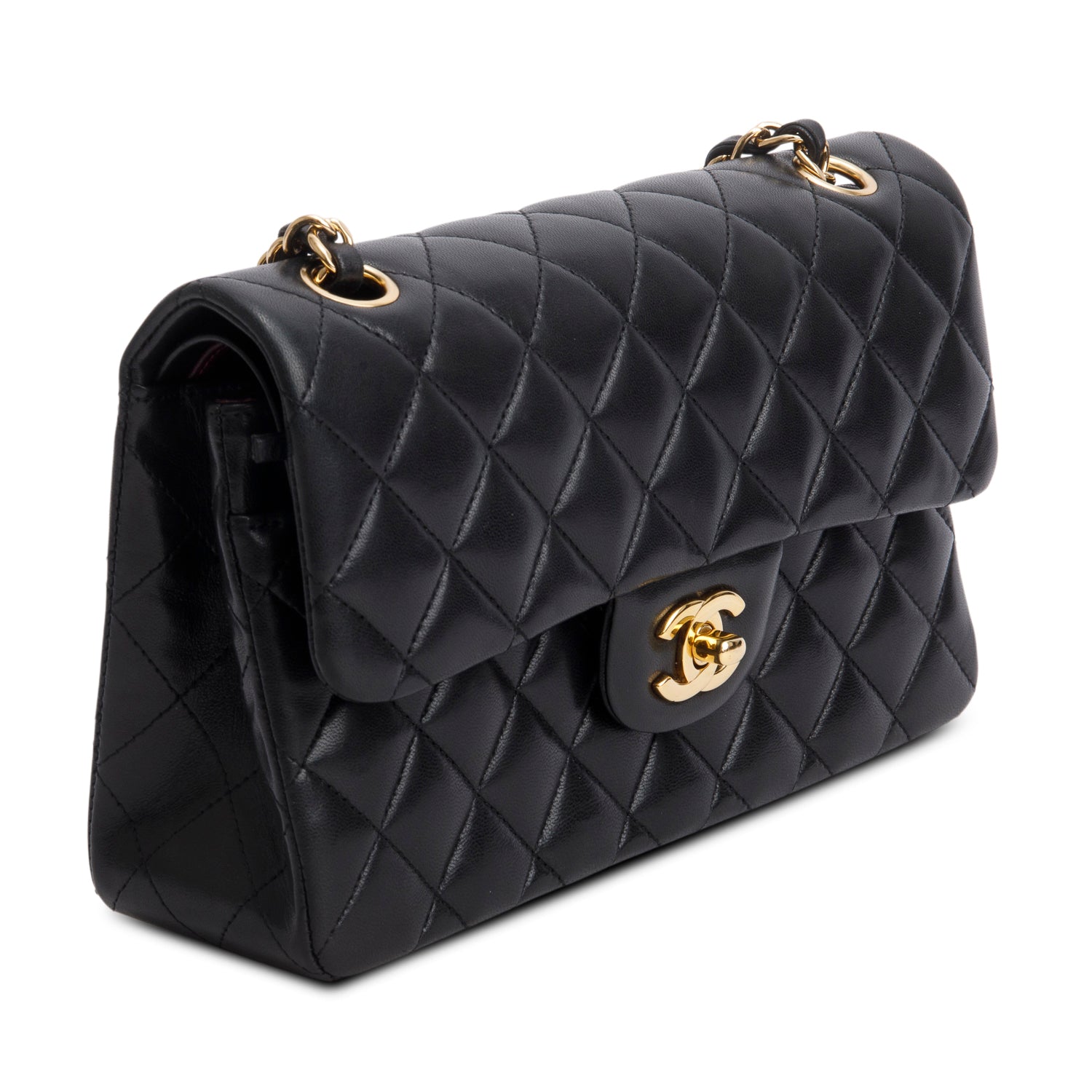 Chanel Black Lambskin Quilted Small Double Flap w/ Box & Authenticity Card