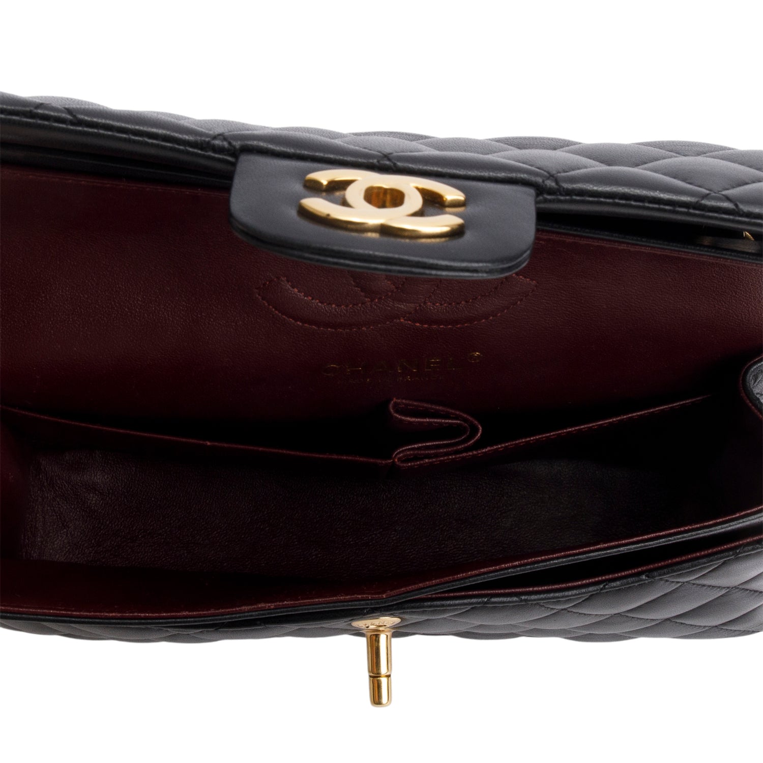 Chanel Black Lambskin Quilted Small Double Flap w/ Box & Authenticity Card