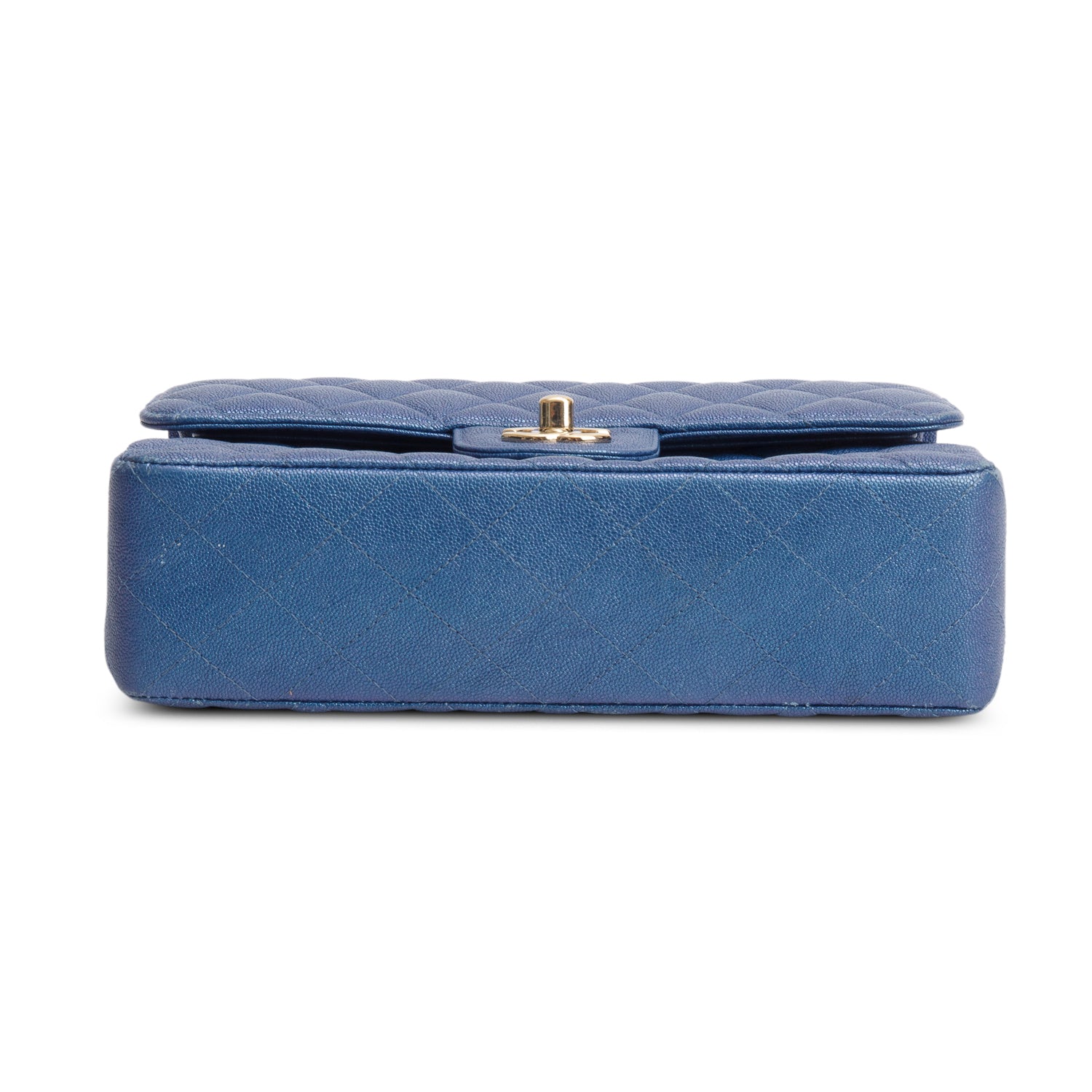 Chanel Iridescent Blue Caviar Quilted Small Double Flap w/ Box