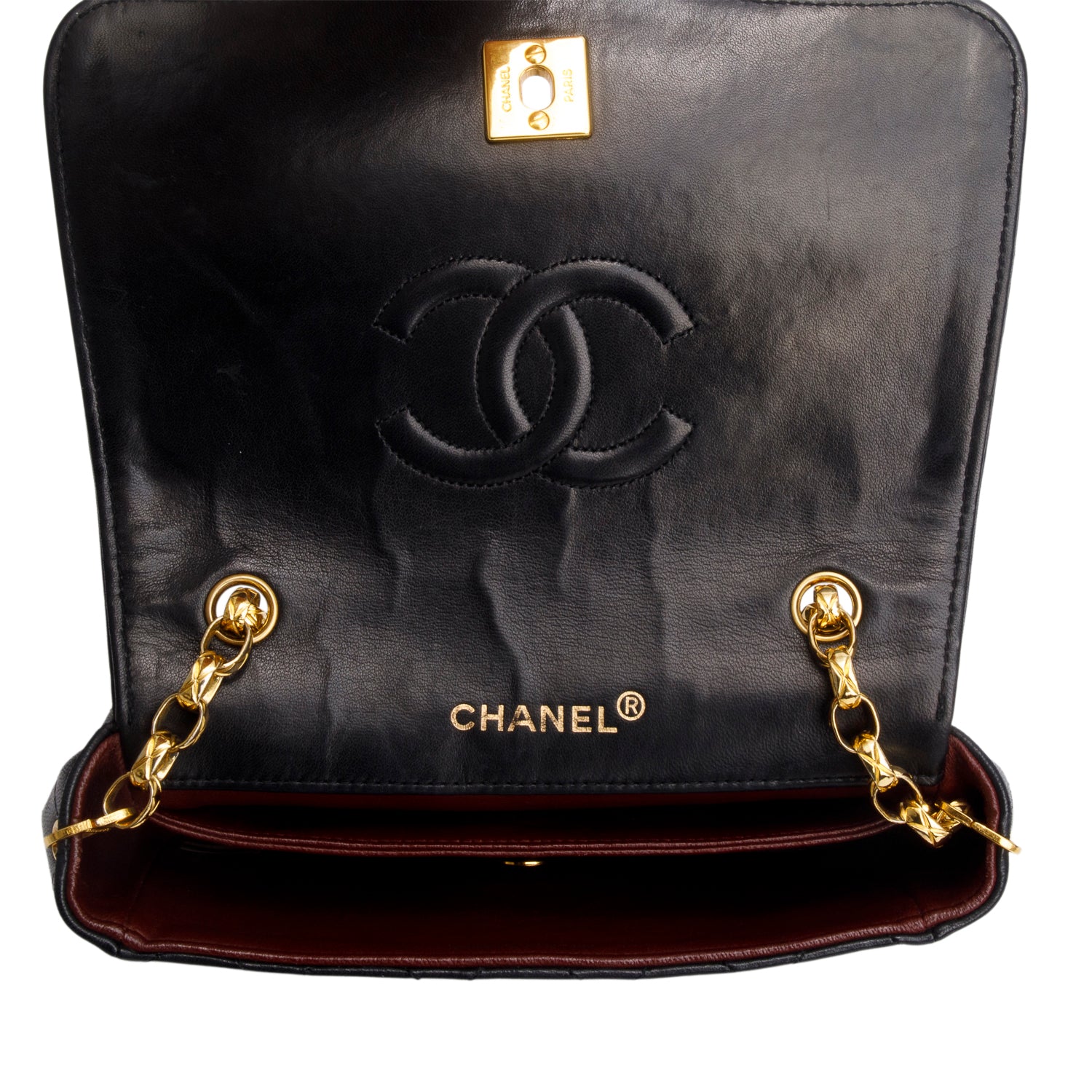 Chanel Vintage Black Lambskin Quilted Diana Flap w/ Box, Pouch & Authenticity Card
