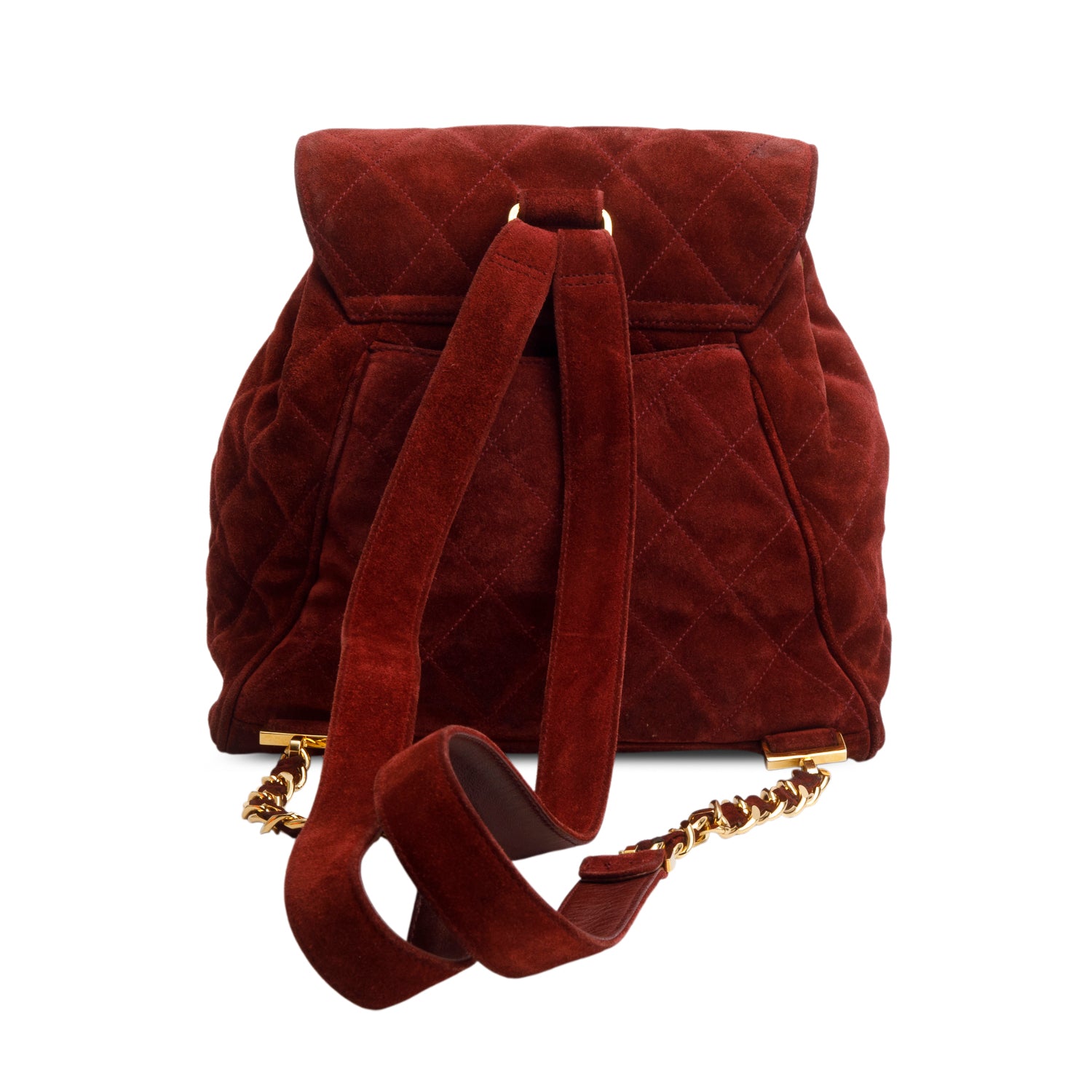 Chanel Burgundy Suede Quilted Backpack