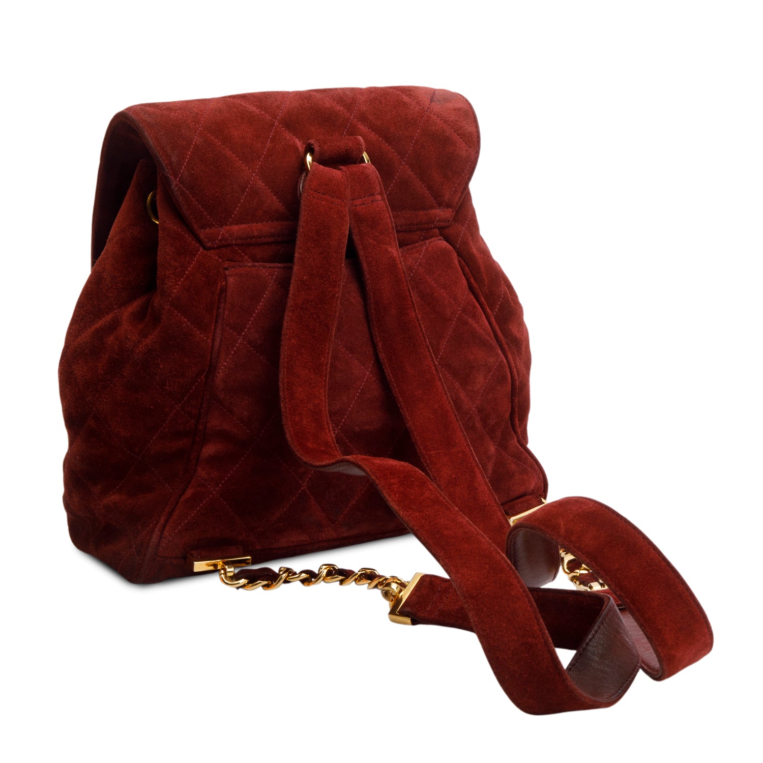 Chanel Burgundy Suede Quilted Backpack