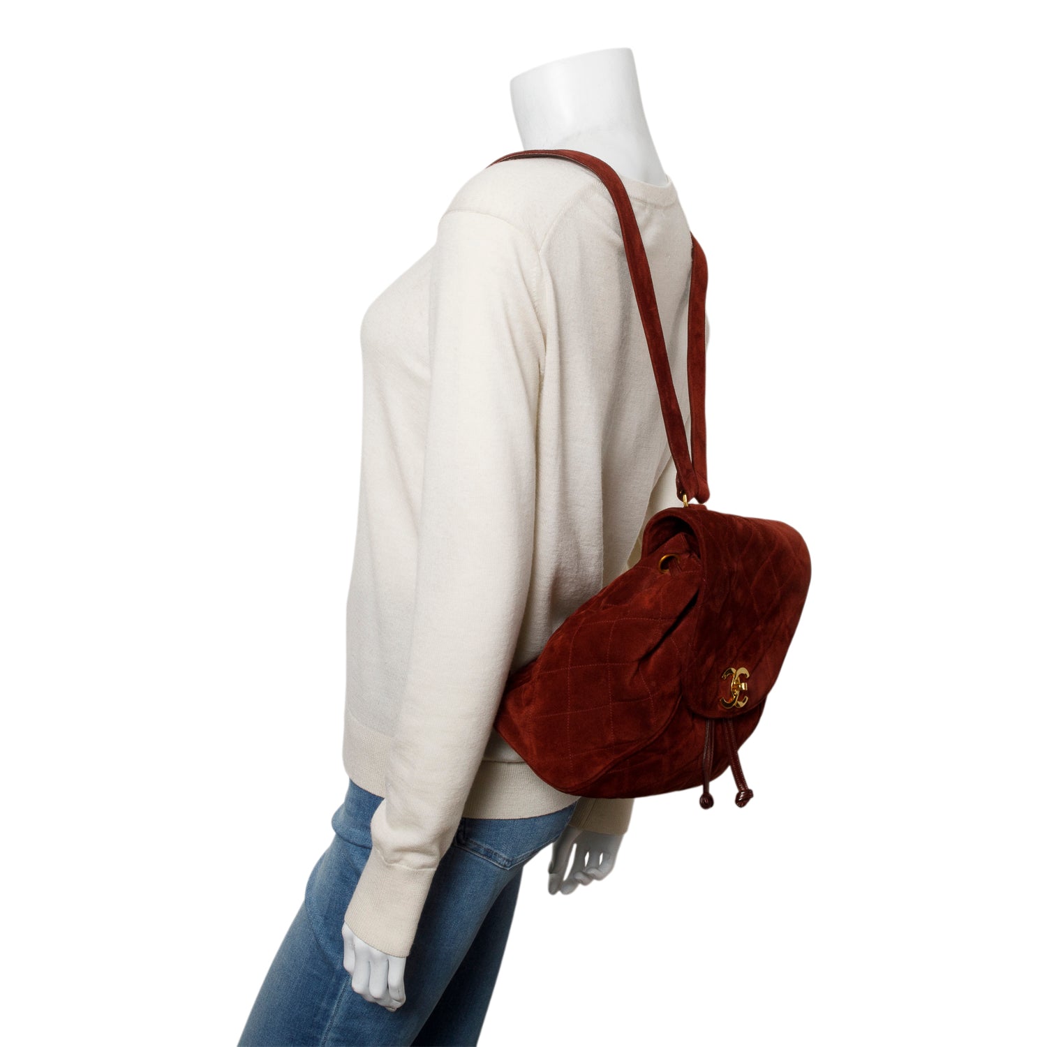 Chanel Burgundy Suede Quilted Backpack