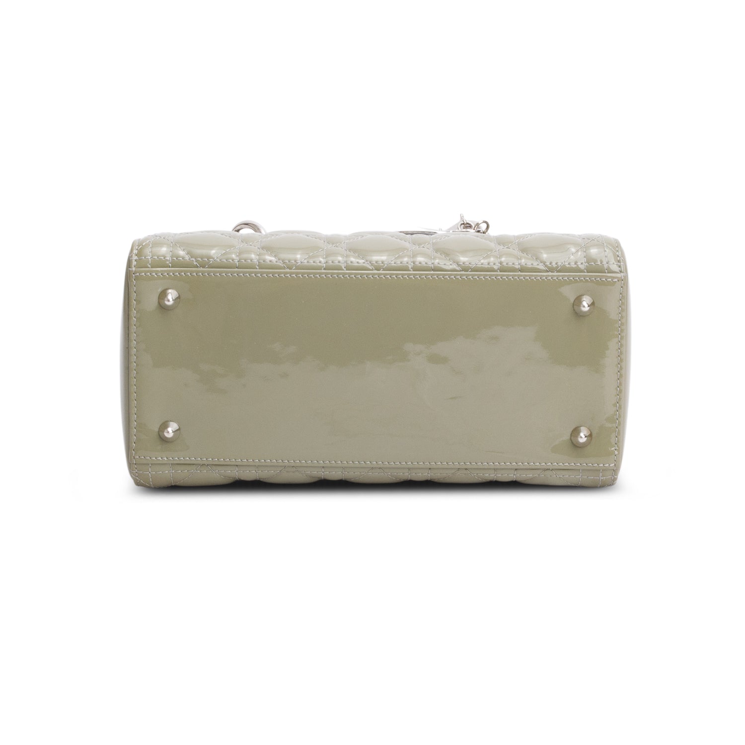 Christian Dior Green Cannage Patent Leather Medium Lady Dior Bag w/ Strap