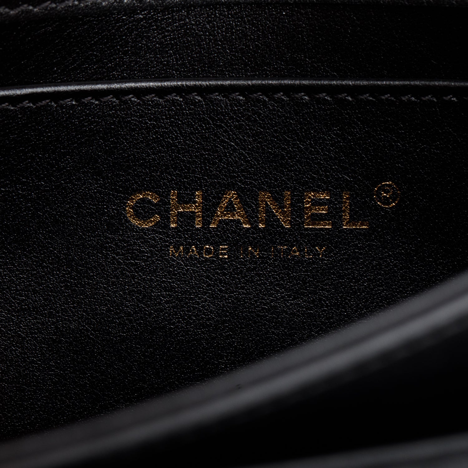 Chanel Black Lambskin Quilted Chain Logo Top Handle Flap Bag