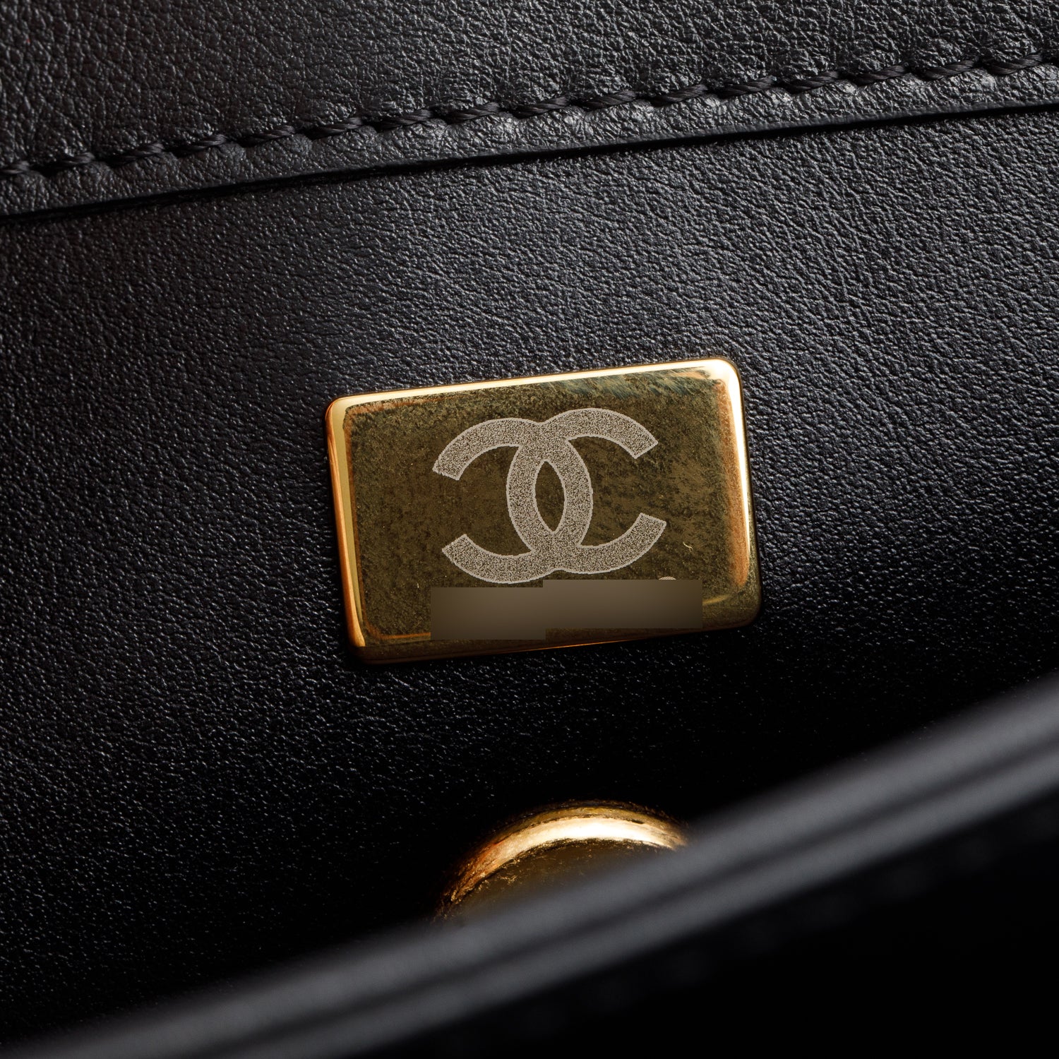 Chanel Black Lambskin Quilted Chain Logo Top Handle Flap Bag