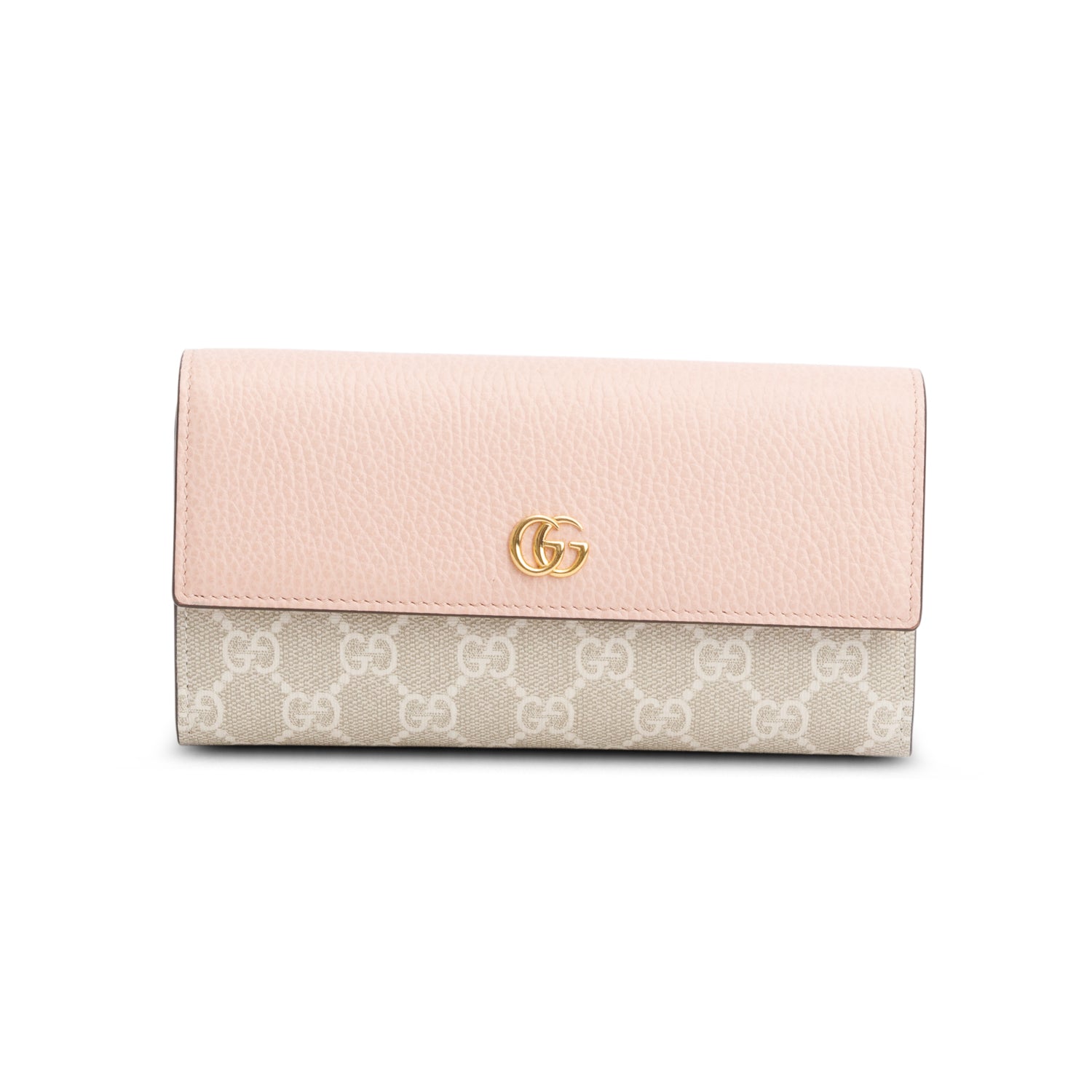Gucci Pink Dollar Calfskin GG Supreme Monogram Petite GG Marmont Wallet on Chain w/ Box