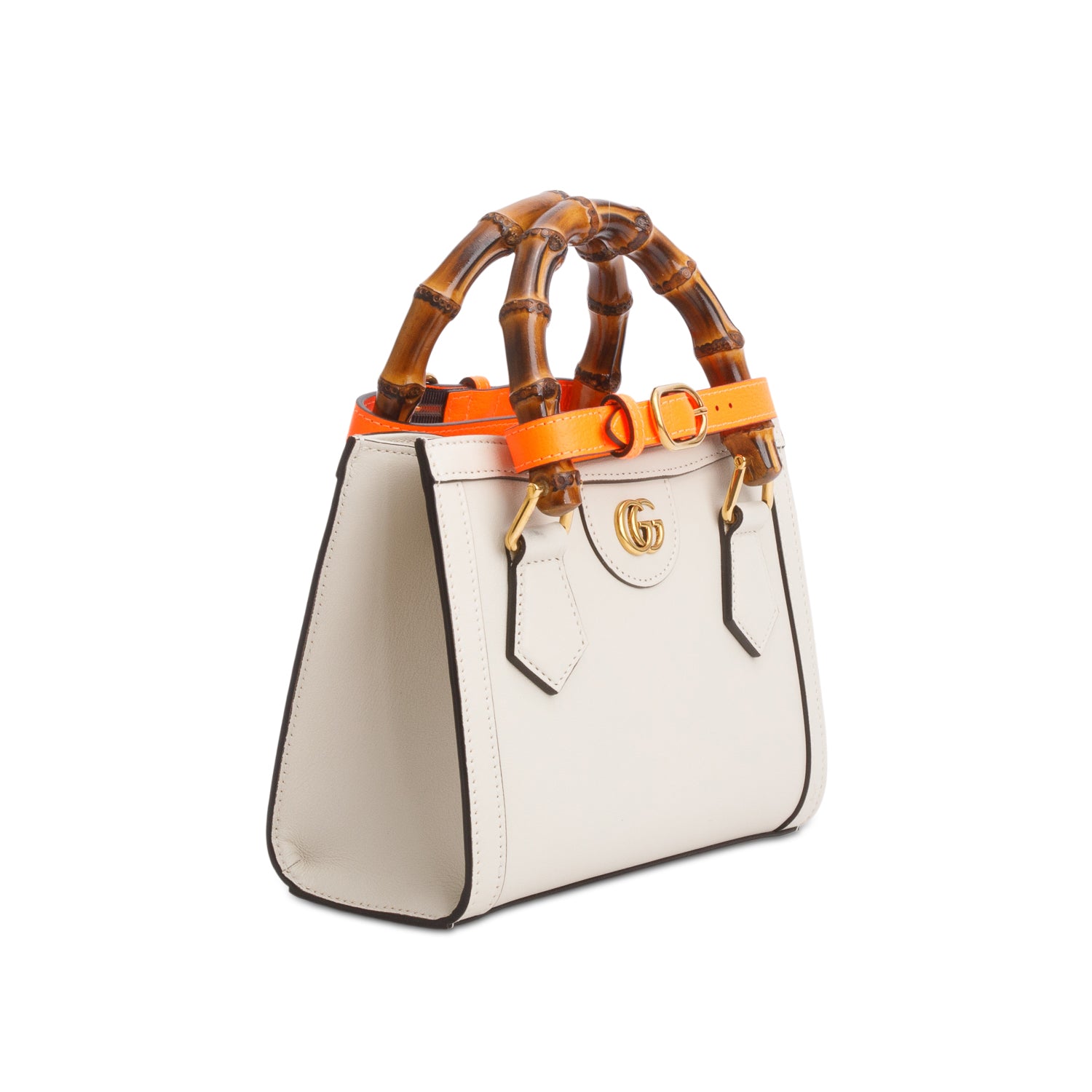 Gucci Cream Wonka Grain Calfskin Mini Diana Tote Bag w/ Strap