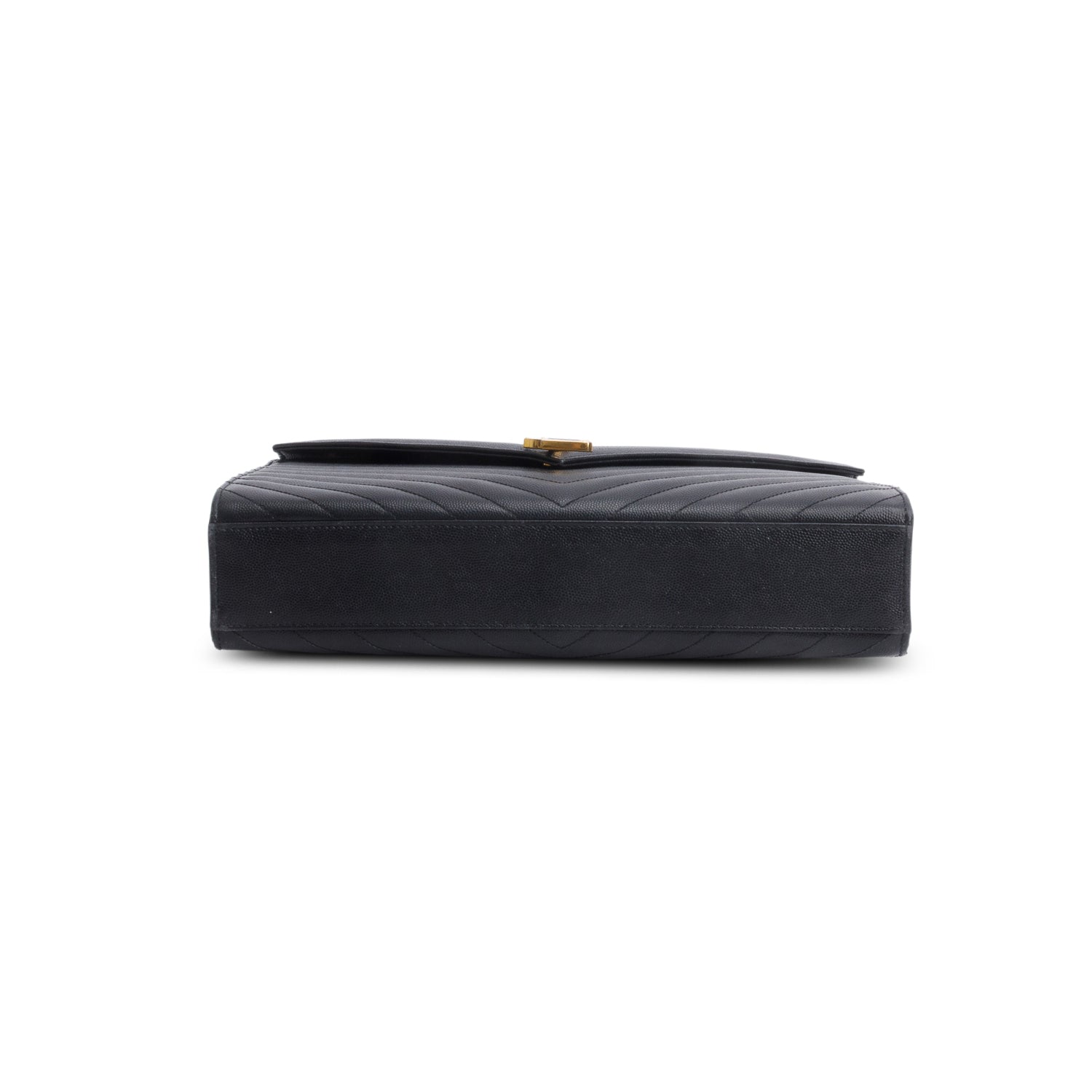 Saint Lauren Black Grain de Poudre Matelasse Large Monogram Envelope Bag